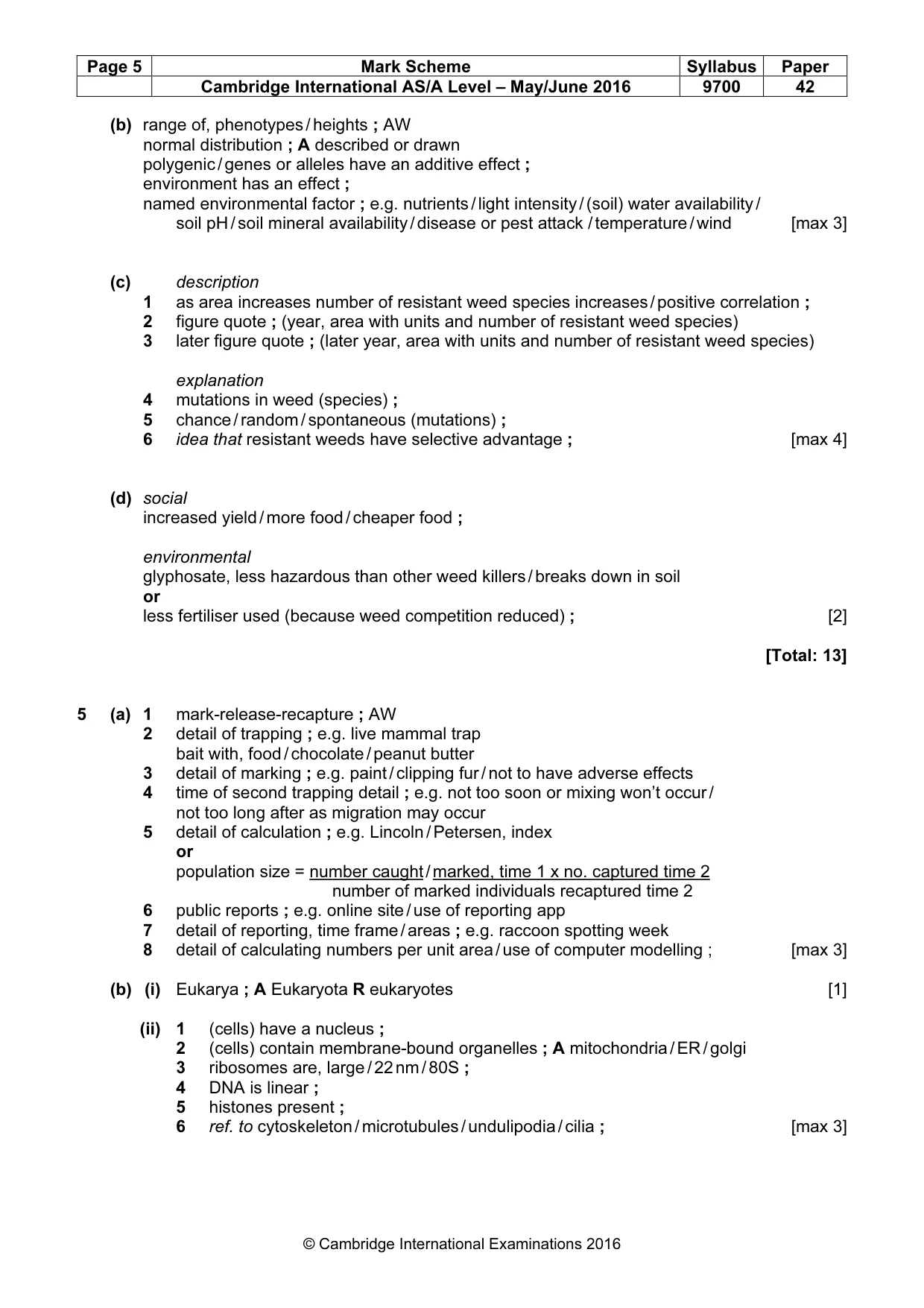 Mark scheme, page 5 of 8