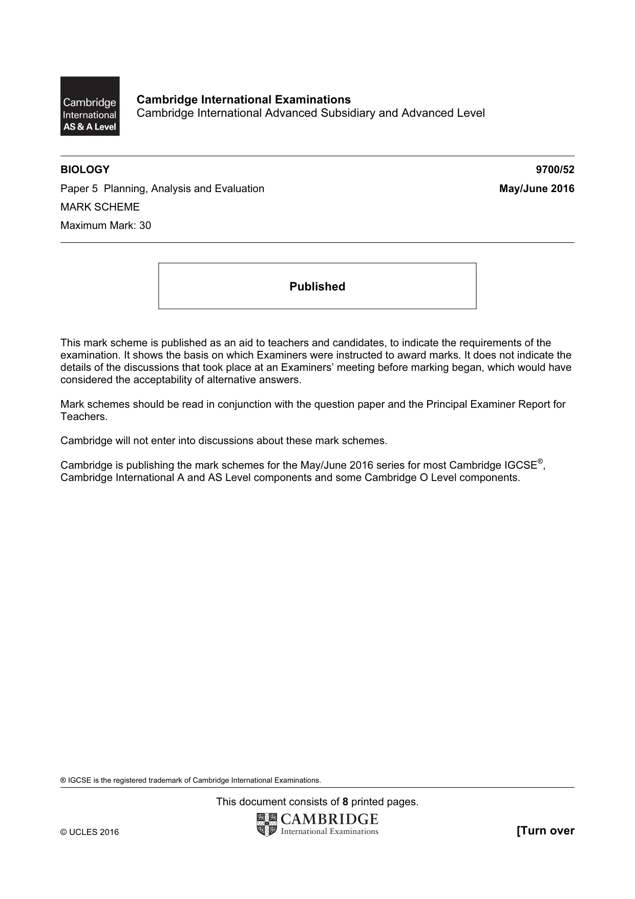 Mark scheme, page 1 of 8