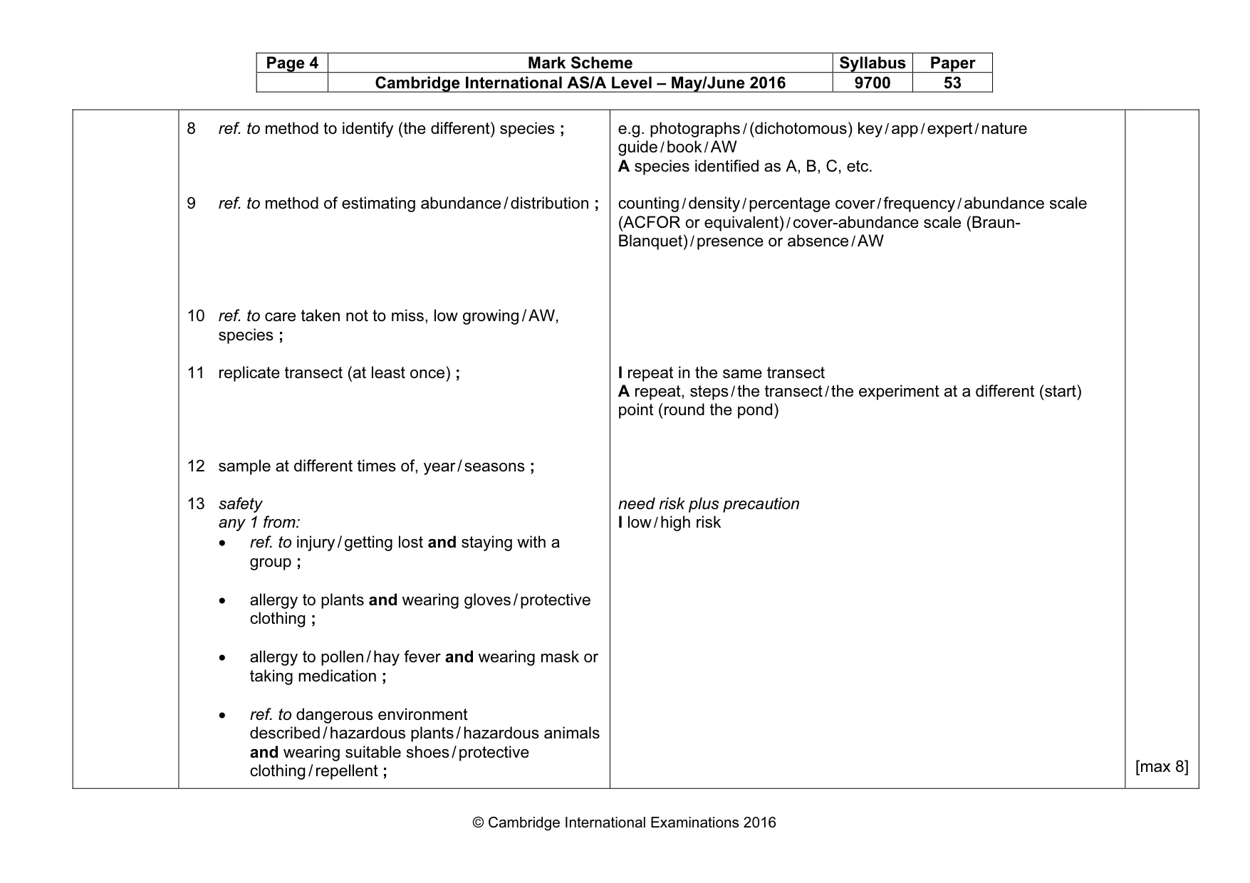Mark scheme, page 4 of 8