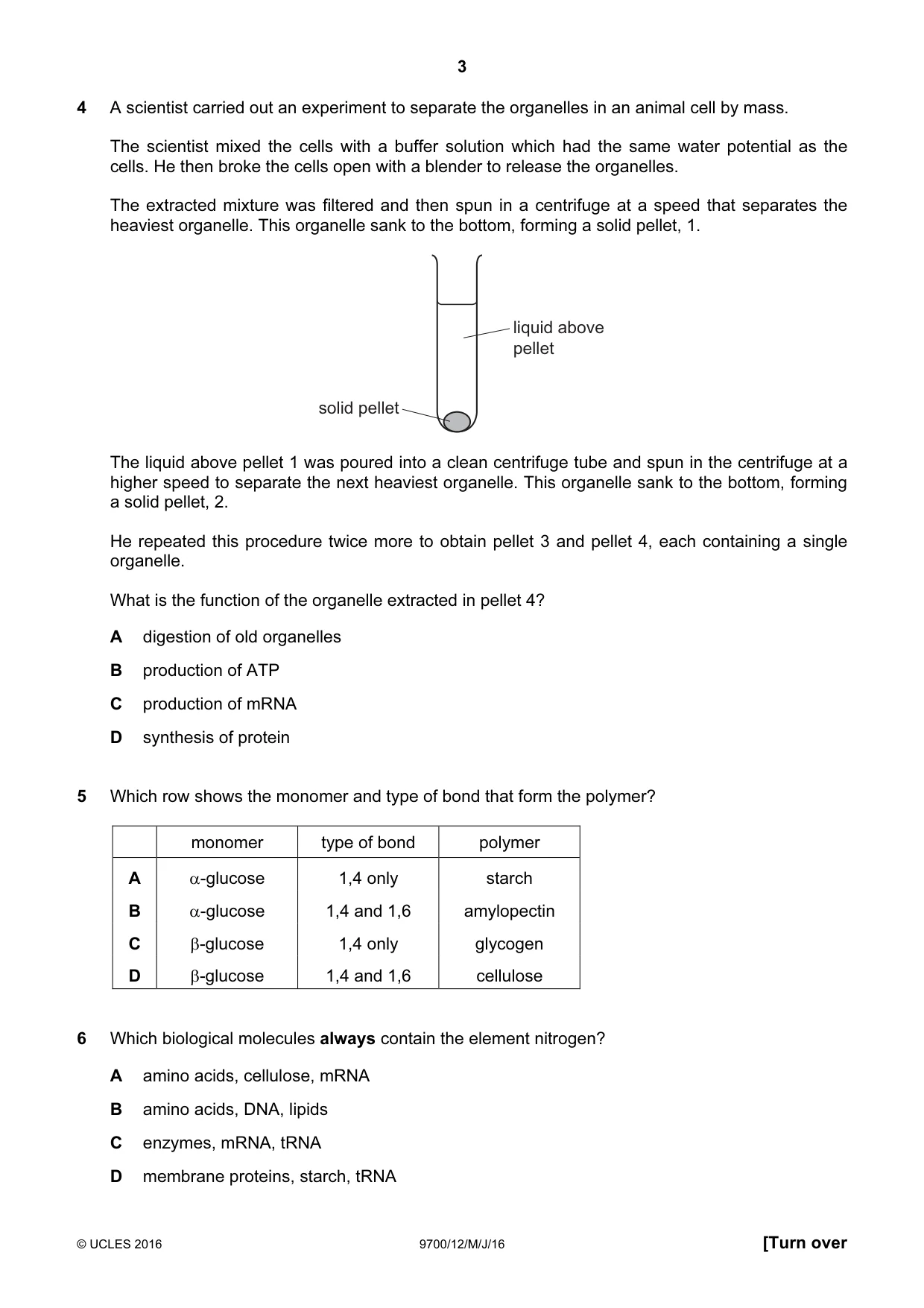 Cambridge A Level Biology 9700 2016 May/June Paper 1 · Variant 2 question paper, page 3 of 16