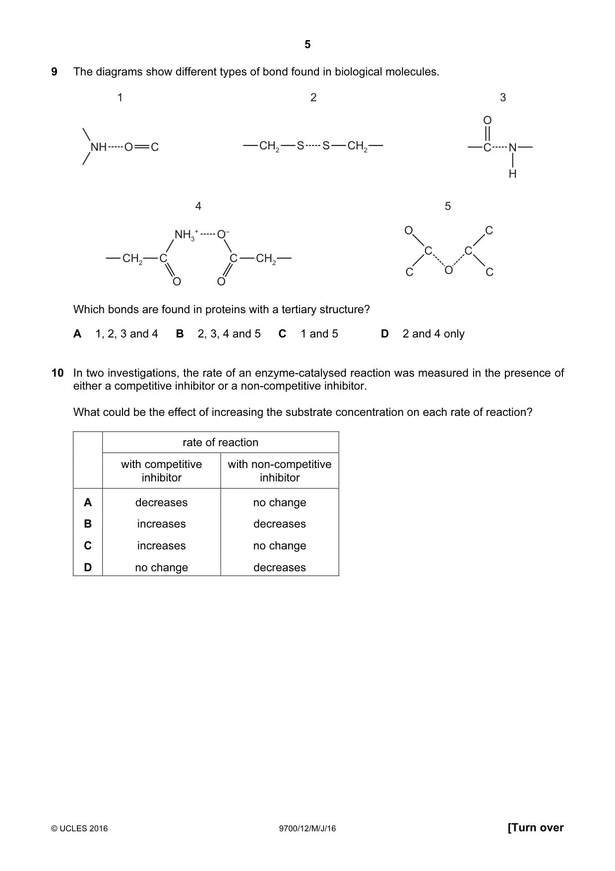Cambridge A Level Biology 9700 2016 May/June Paper 1 · Variant 2 question paper, page 5 of 16