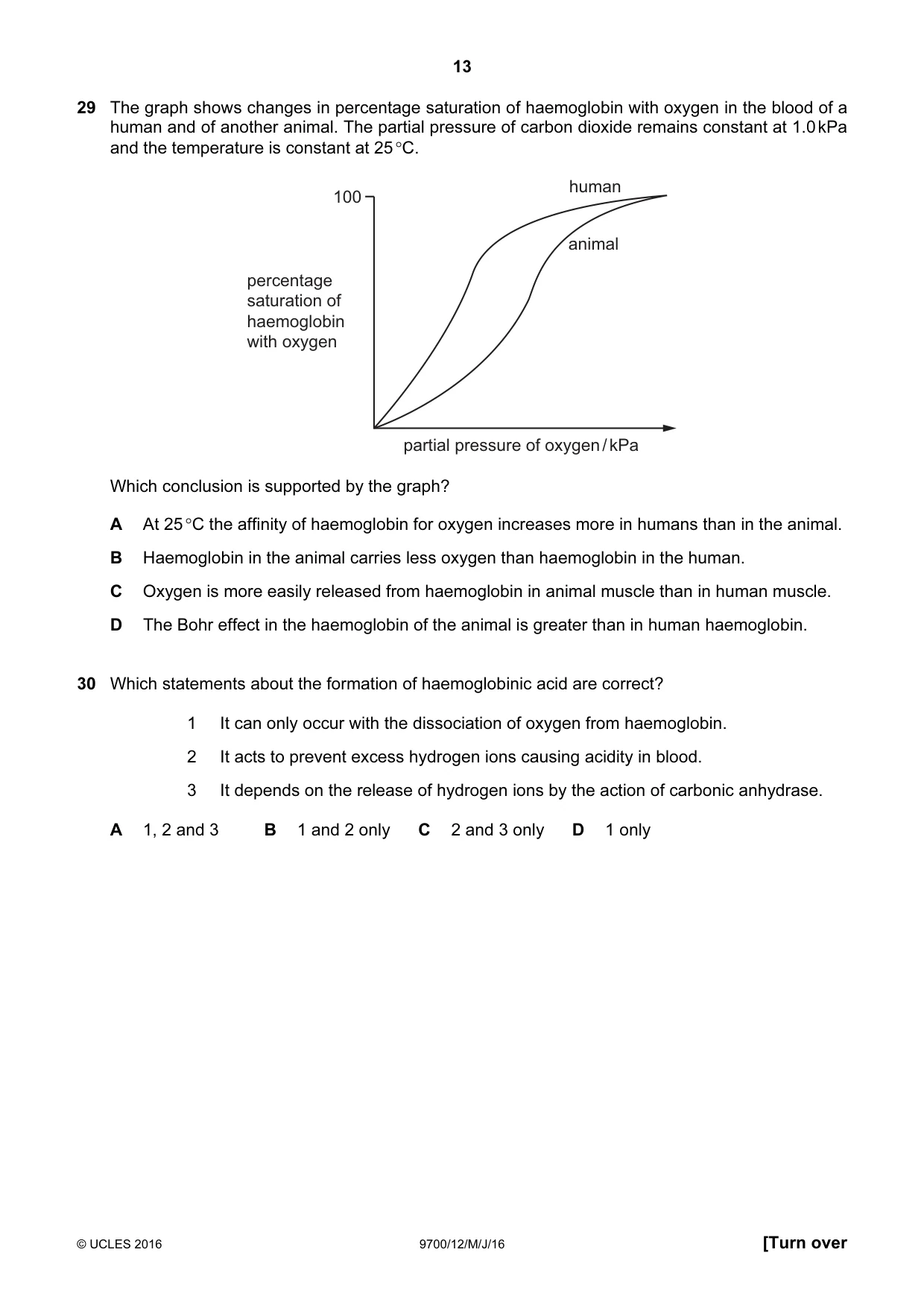 Cambridge A Level Biology 9700 2016 May/June Paper 1 · Variant 2 question paper, page 13 of 16