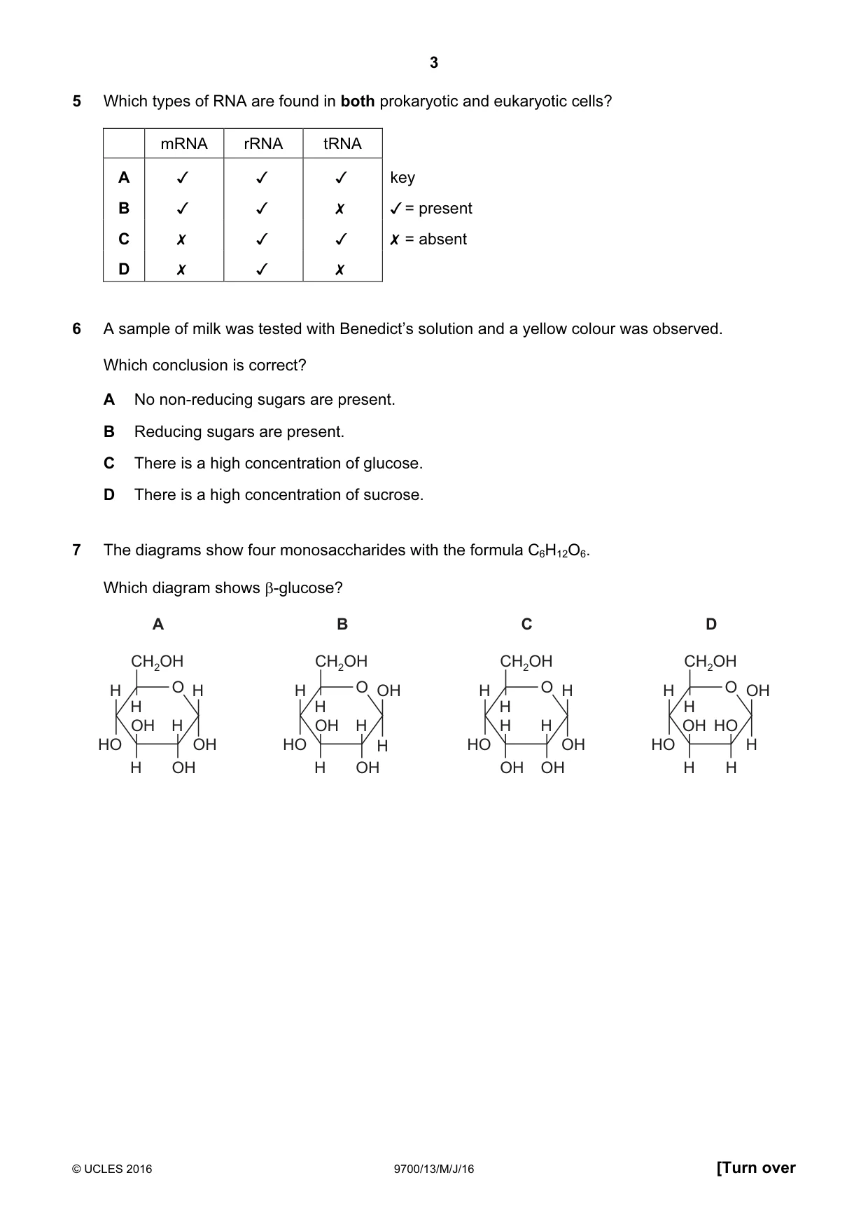 Cambridge A Level Biology 9700 2016 May/June Paper 1 · Variant 3 question paper, page 3 of 16