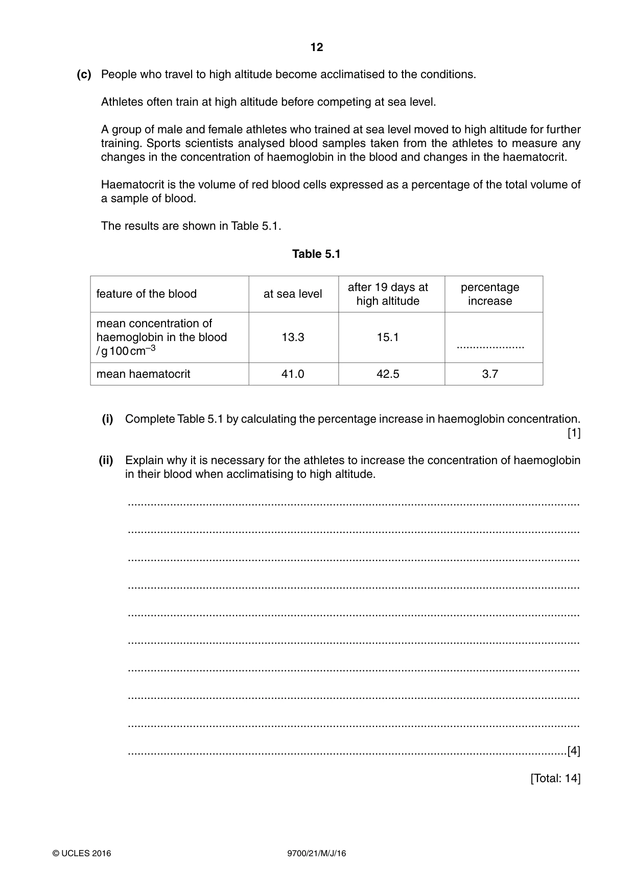 Cambridge A Level Biology 9700 2016 May/June Paper 2 · Variant 1 question paper, page 12 of 16