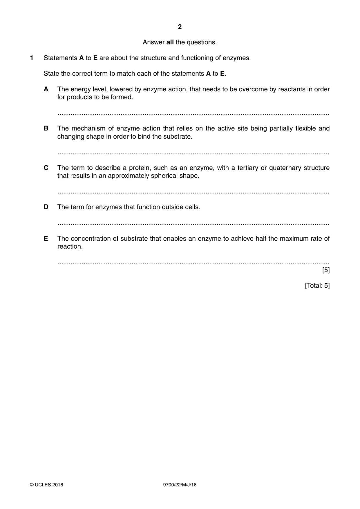 Cambridge A Level Biology 9700 2016 May/June Paper 2 · Variant 2 question paper, page 2 of 16