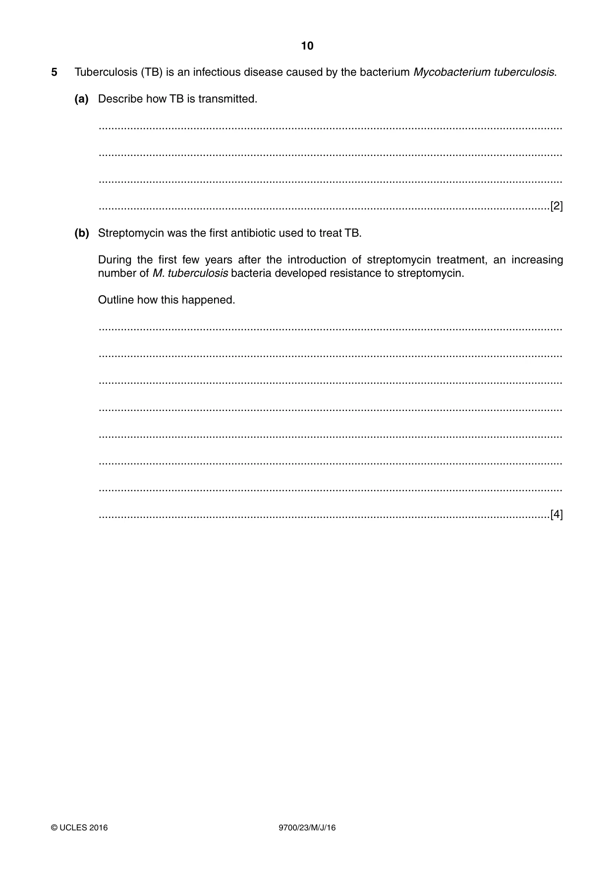 Cambridge A Level Biology 9700 2016 May/June Paper 2 · Variant 3 question paper, page 10 of 12