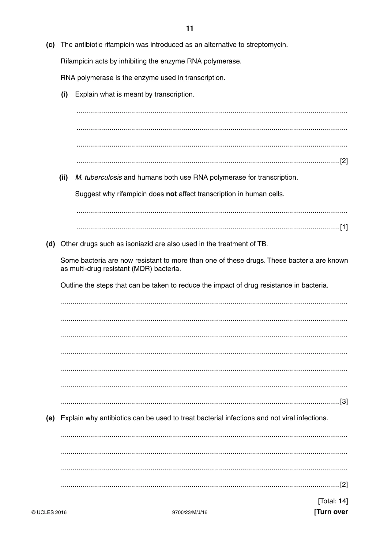 Cambridge A Level Biology 9700 2016 May/June Paper 2 · Variant 3 question paper, page 11 of 12