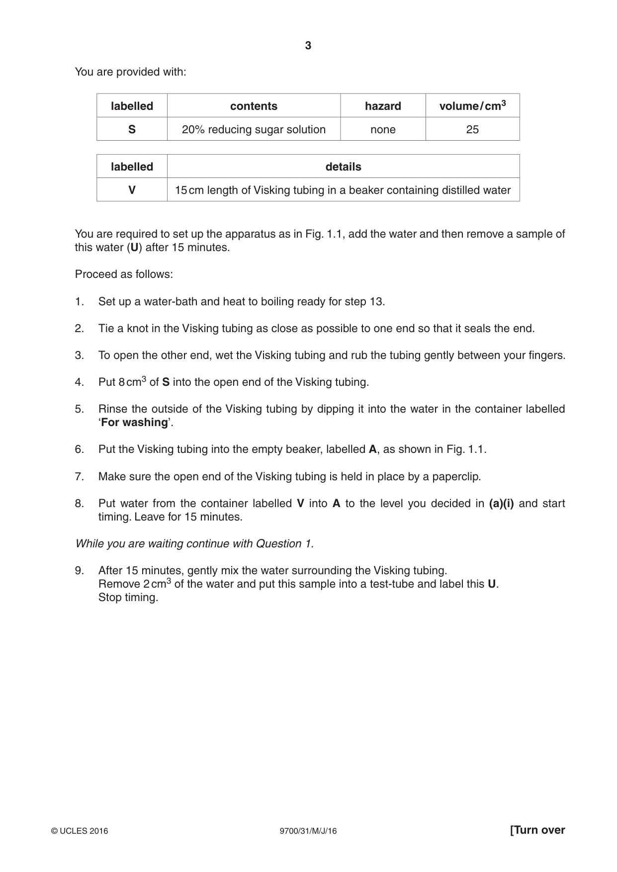 Cambridge A Level Biology 9700 2016 May/June Paper 3 · Variant 1 question paper, page 3 of 12