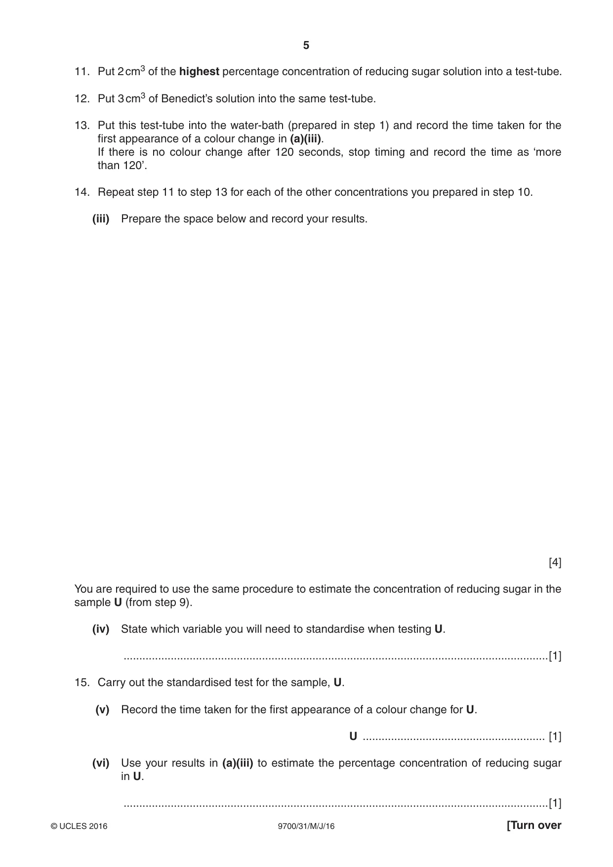 Cambridge A Level Biology 9700 2016 May/June Paper 3 · Variant 1 question paper, page 5 of 12