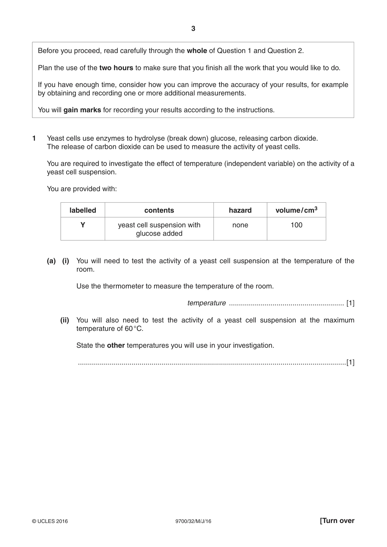 Cambridge A Level Biology 9700 2016 May/June Paper 3 · Variant 2 question paper, page 3 of 12