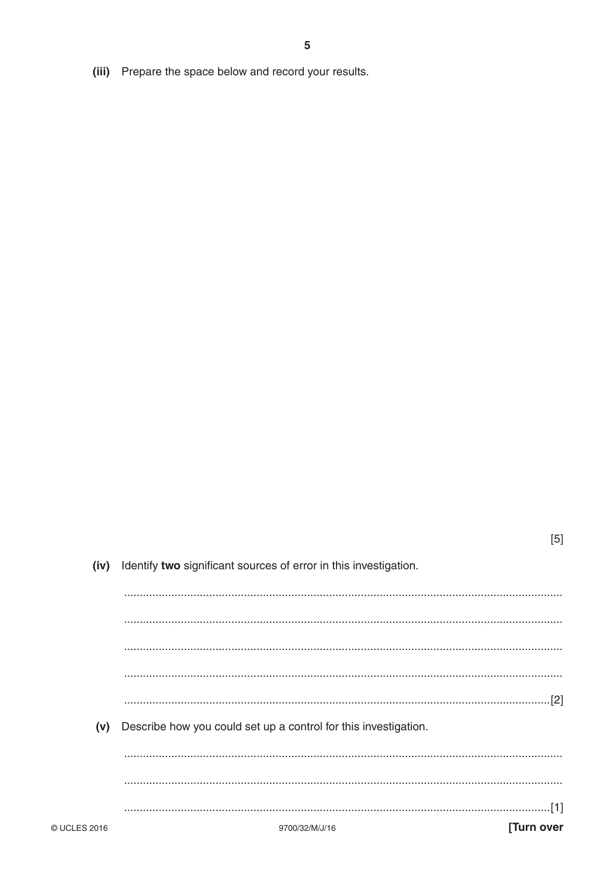 Cambridge A Level Biology 9700 2016 May/June Paper 3 · Variant 2 question paper, page 5 of 12