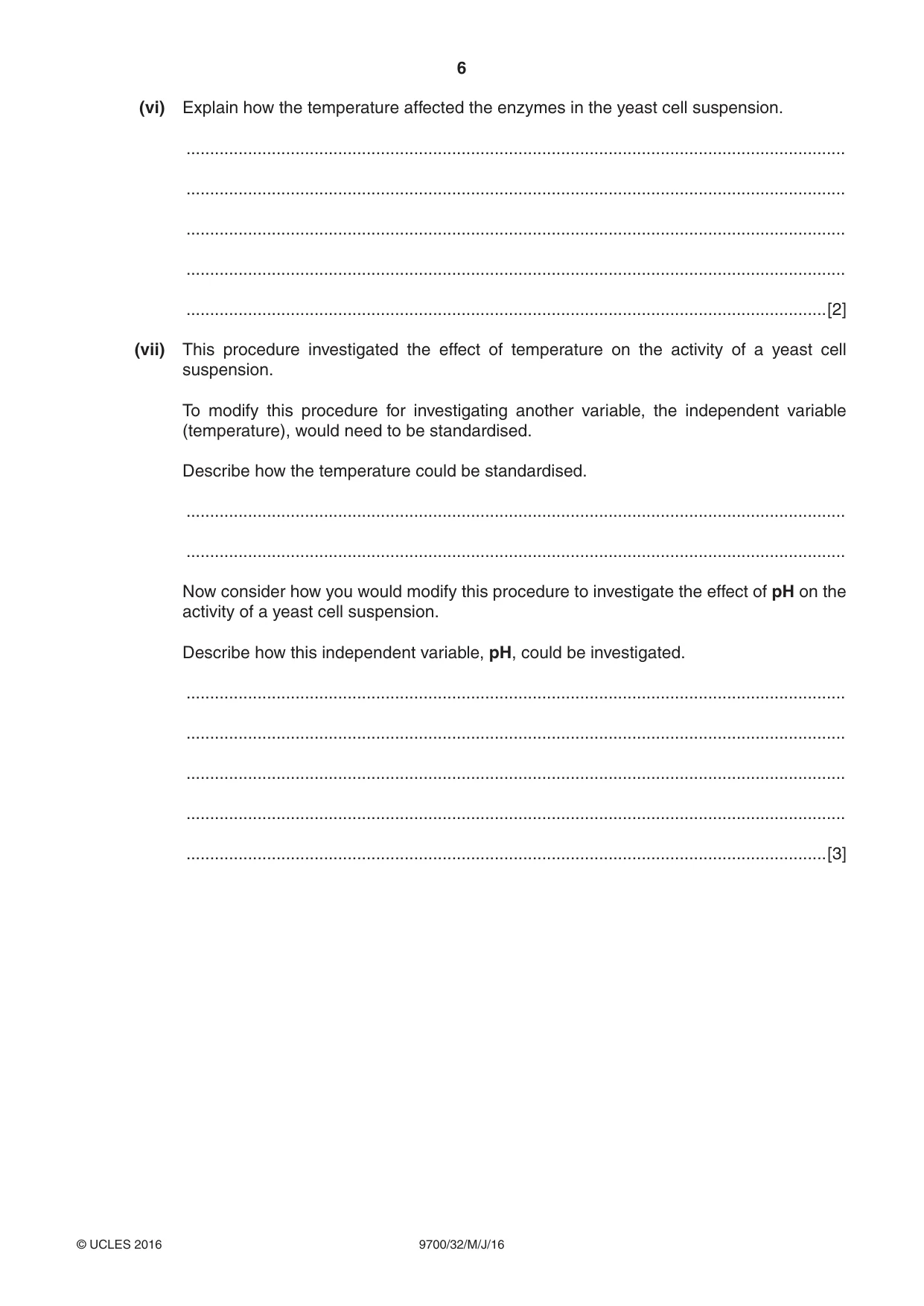 Cambridge A Level Biology 9700 2016 May/June Paper 3 · Variant 2 question paper, page 6 of 12