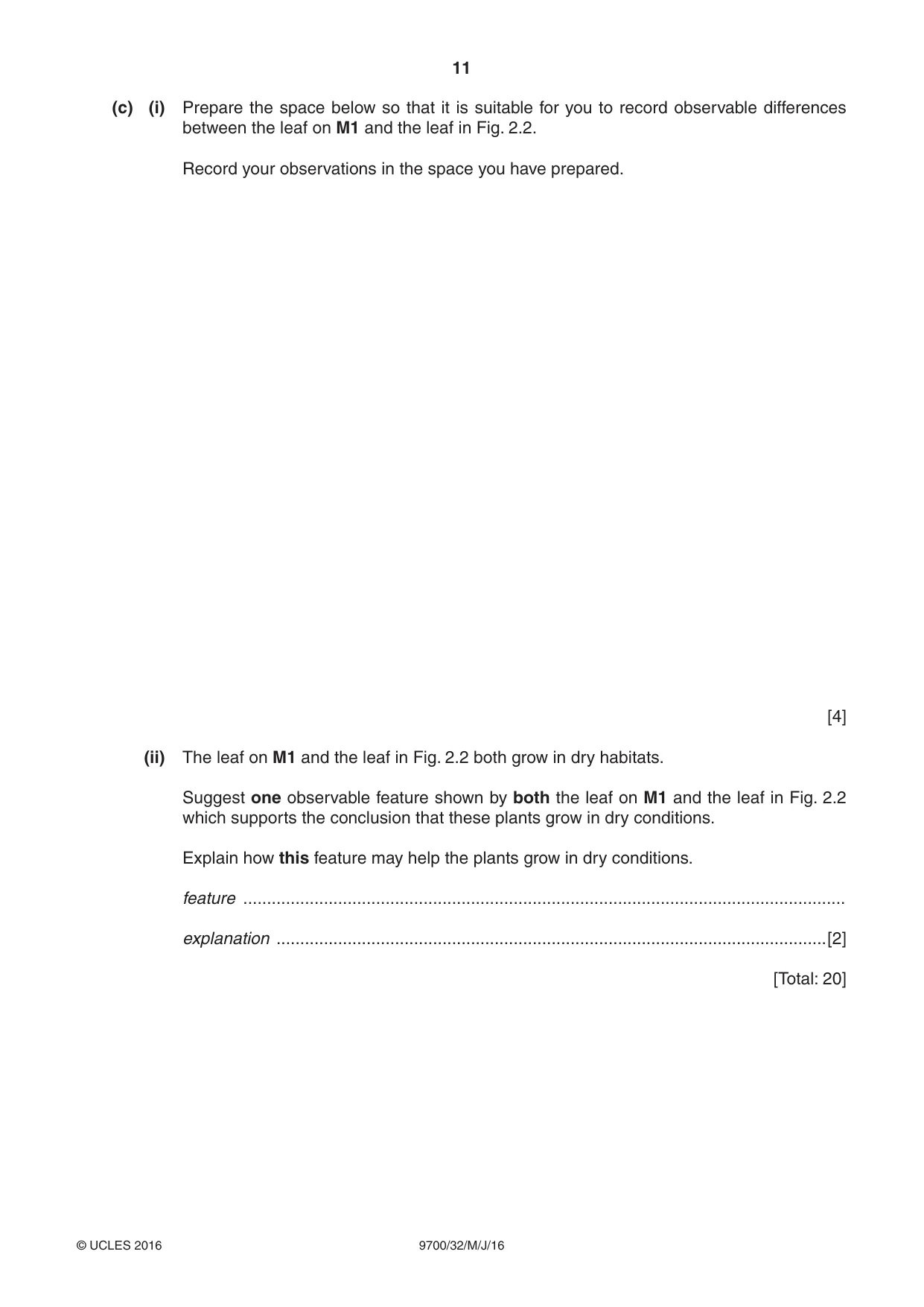 Cambridge A Level Biology 9700 2016 May/June Paper 3 · Variant 2 question paper, page 11 of 12