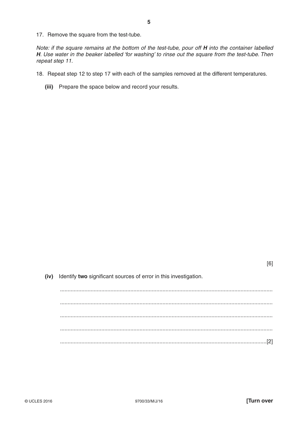 Cambridge A Level Biology 9700 2016 May/June Paper 3 · Variant 3 question paper, page 5 of 12