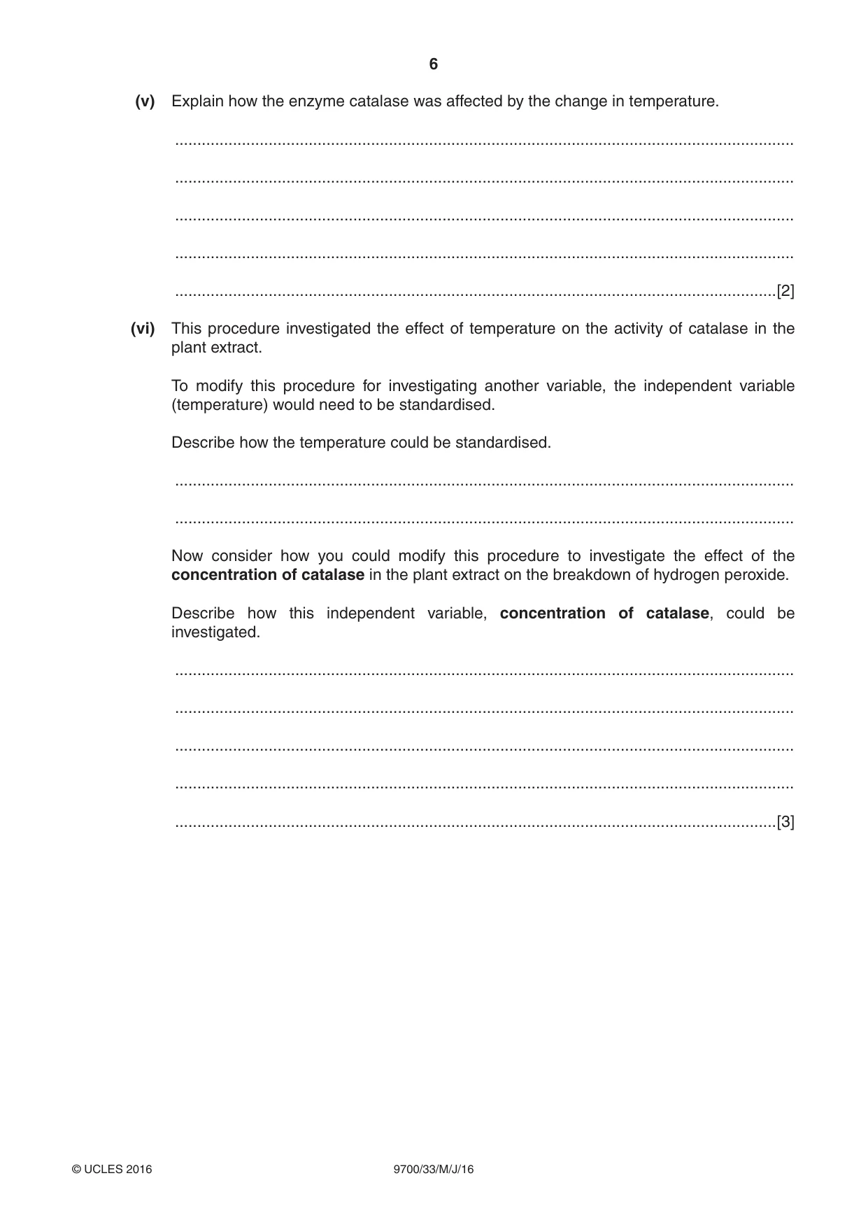 Cambridge A Level Biology 9700 2016 May/June Paper 3 · Variant 3 question paper, page 6 of 12