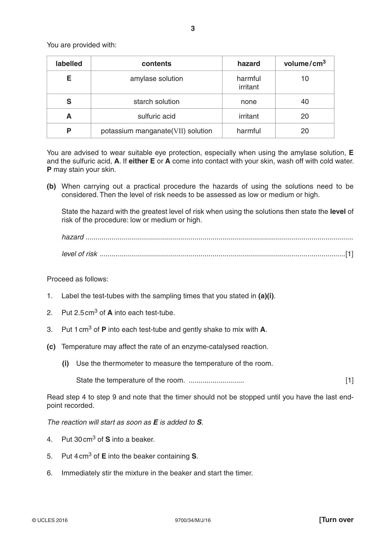 Cambridge A Level Biology 9700 2016 May/June Paper 3 · Variant 4 question paper, page 3 of 12