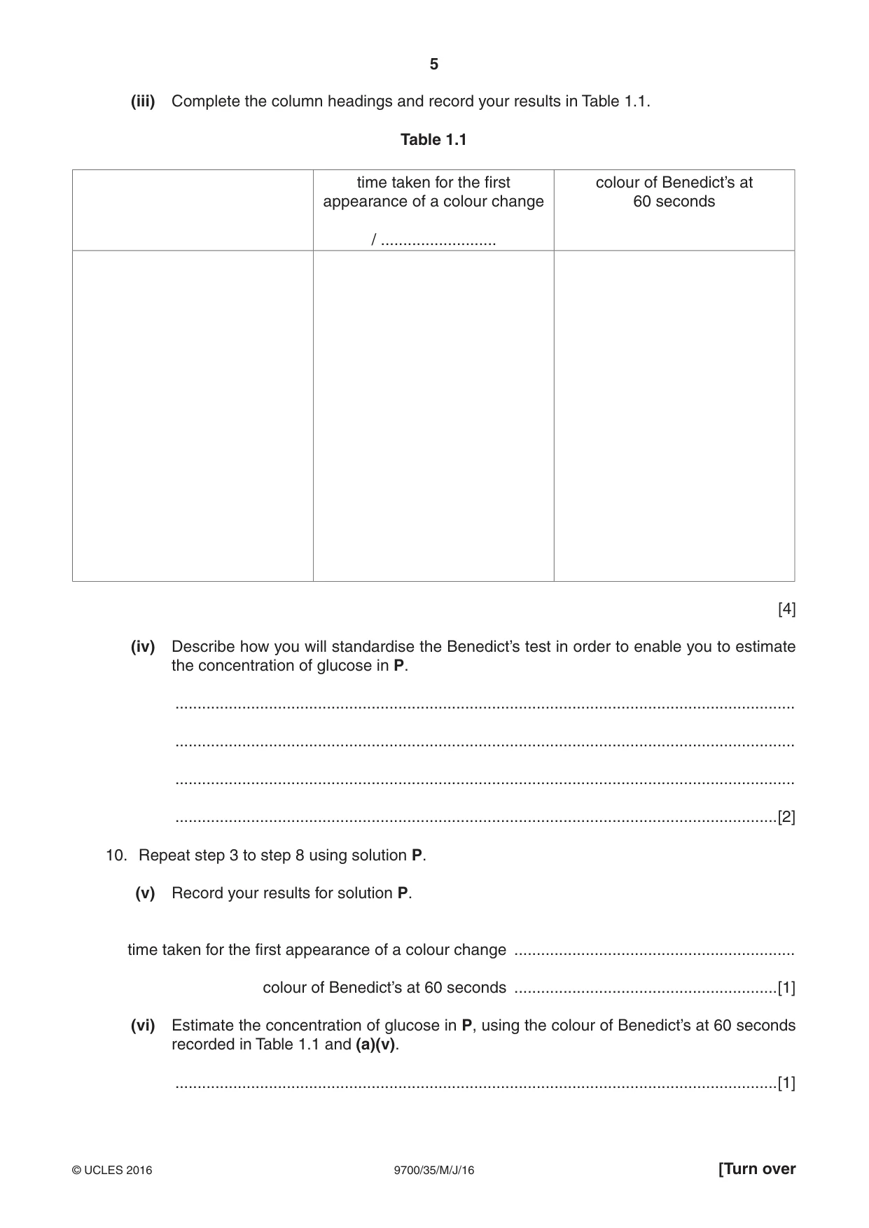 Cambridge A Level Biology 9700 2016 May/June Paper 3 · Variant 5 question paper, page 5 of 12