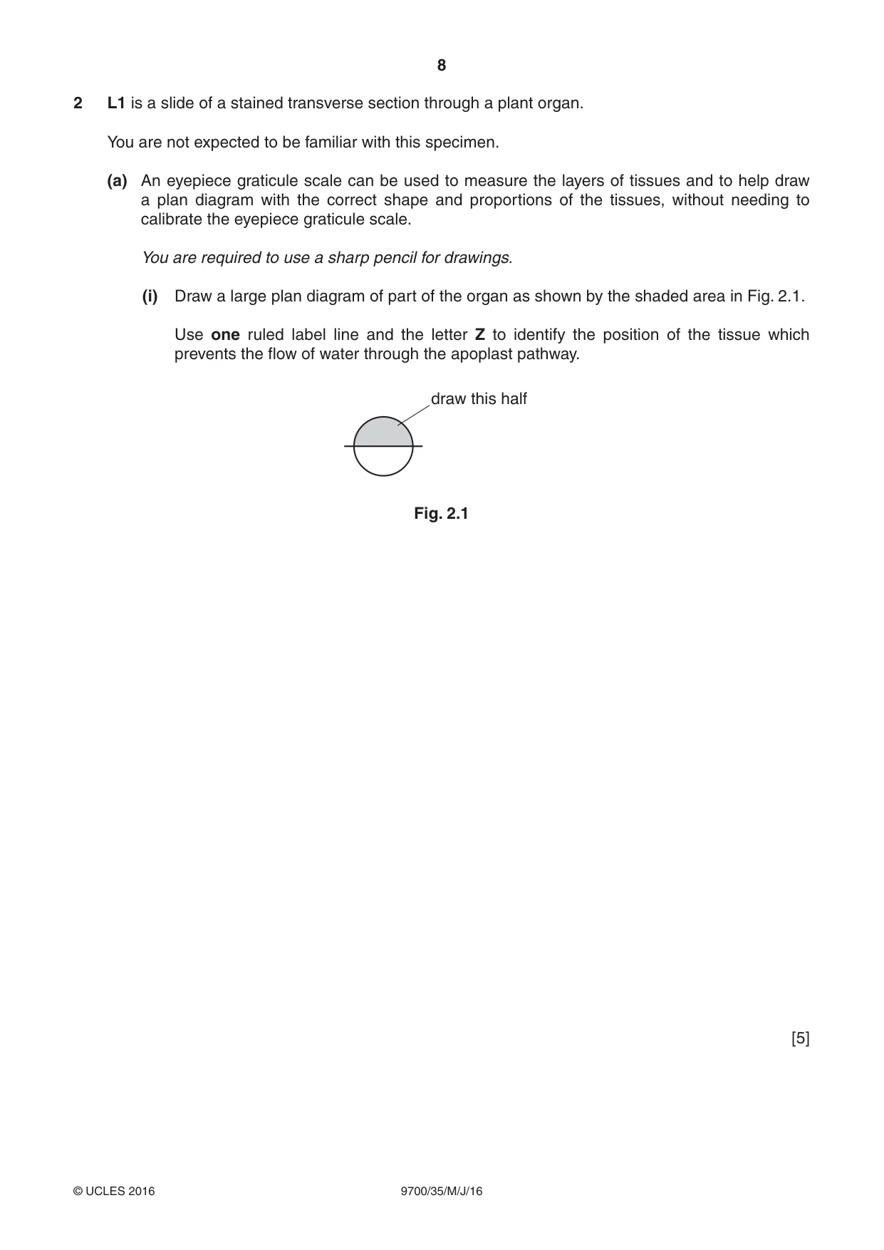 Cambridge A Level Biology 9700 2016 May/June Paper 3 · Variant 5 question paper, page 8 of 12