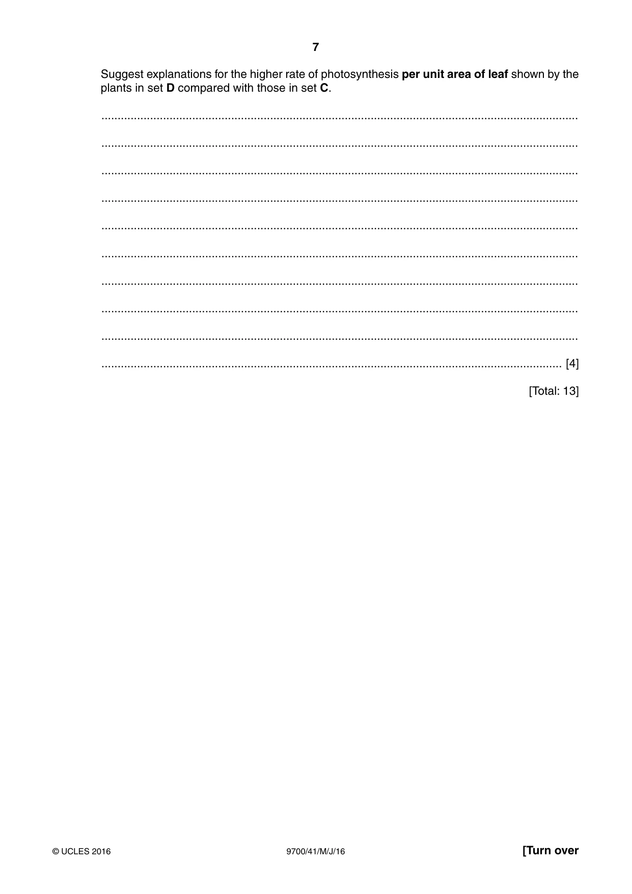 Cambridge A Level Biology 9700 2016 May/June Paper 4 · Variant 1 question paper, page 7 of 24