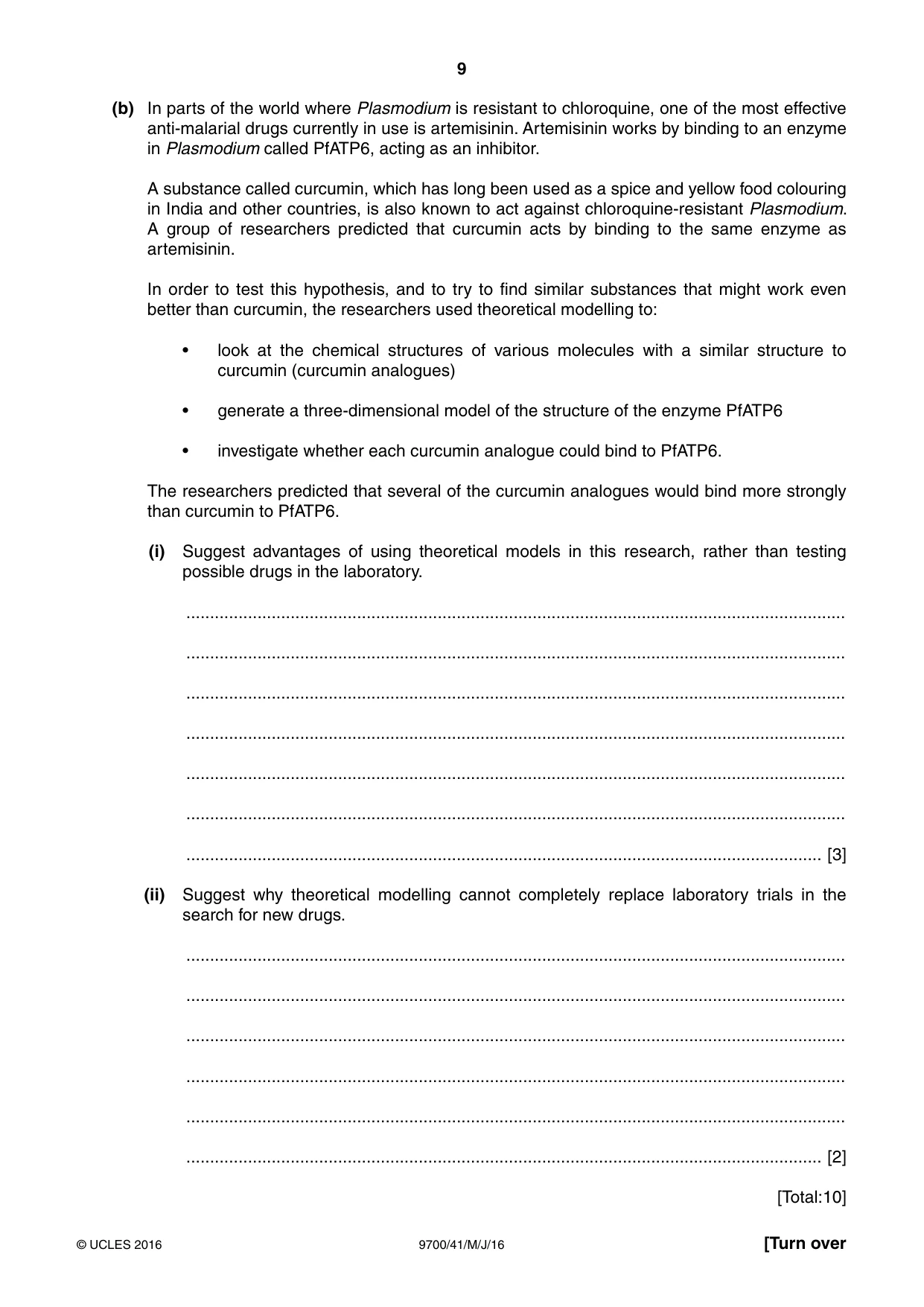 Cambridge A Level Biology 9700 2016 May/June Paper 4 · Variant 1 question paper, page 9 of 24