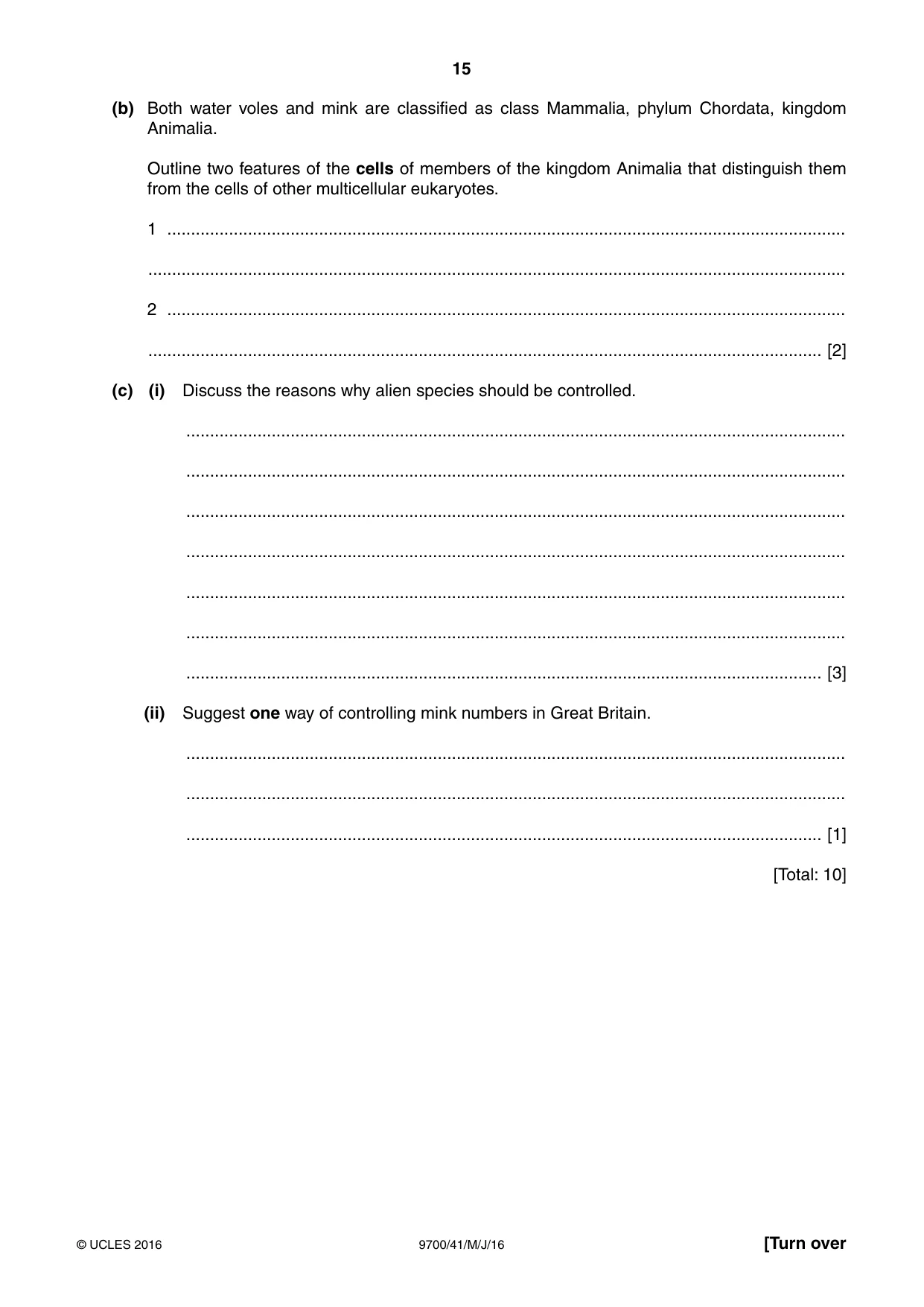 Cambridge A Level Biology 9700 2016 May/June Paper 4 · Variant 1 question paper, page 15 of 24