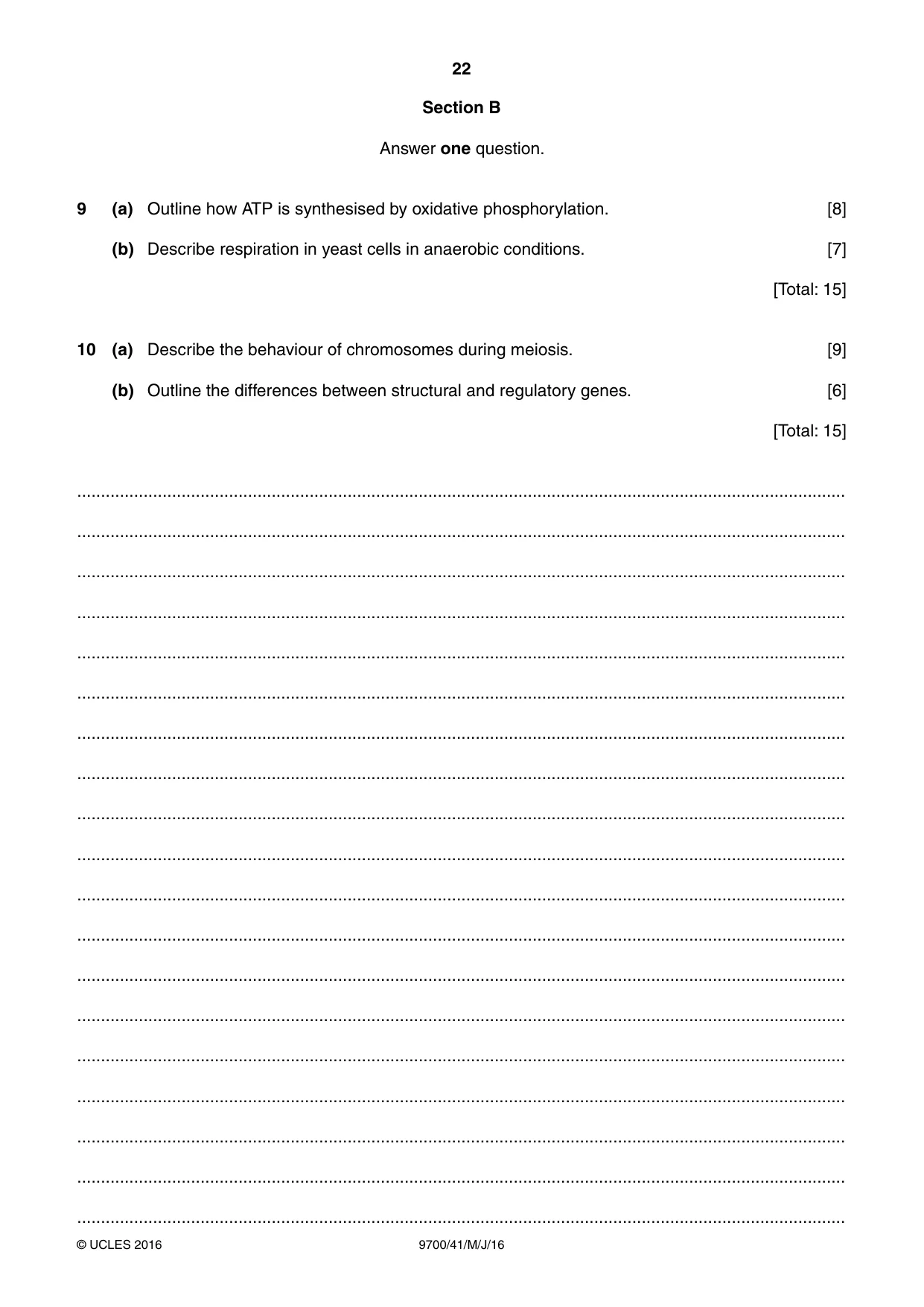Cambridge A Level Biology 9700 2016 May/June Paper 4 · Variant 1 question paper, page 22 of 24