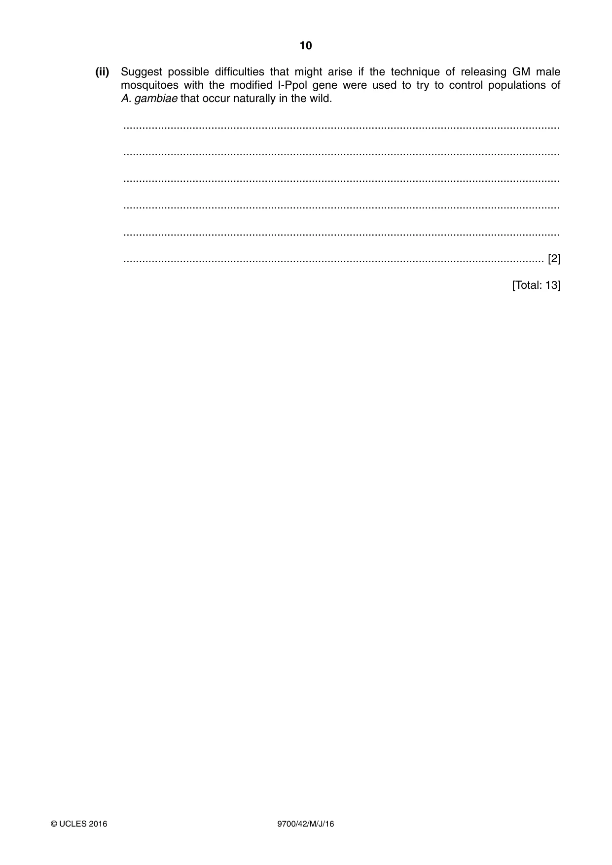Cambridge A Level Biology 9700 2016 May/June Paper 4 · Variant 2 question paper, page 10 of 24