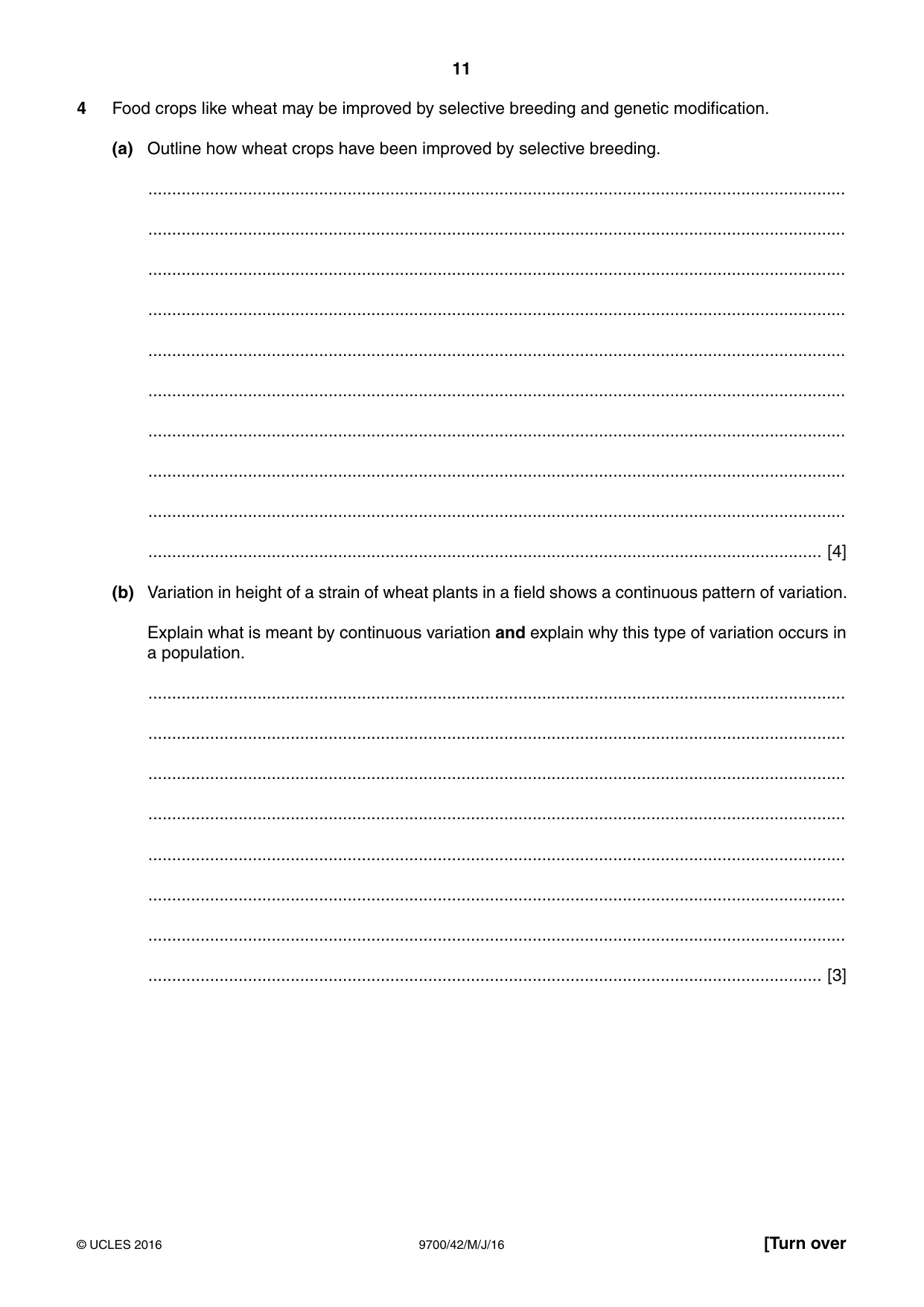 Cambridge A Level Biology 9700 2016 May/June Paper 4 · Variant 2 question paper, page 11 of 24