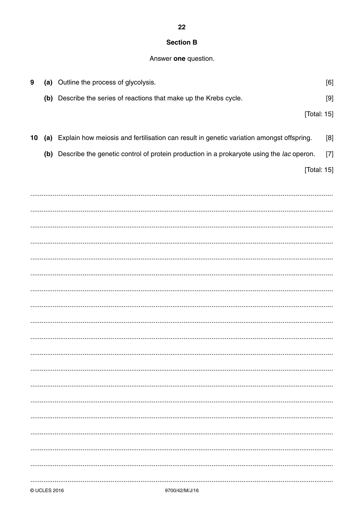 Cambridge A Level Biology 9700 2016 May/June Paper 4 · Variant 2 question paper, page 22 of 24