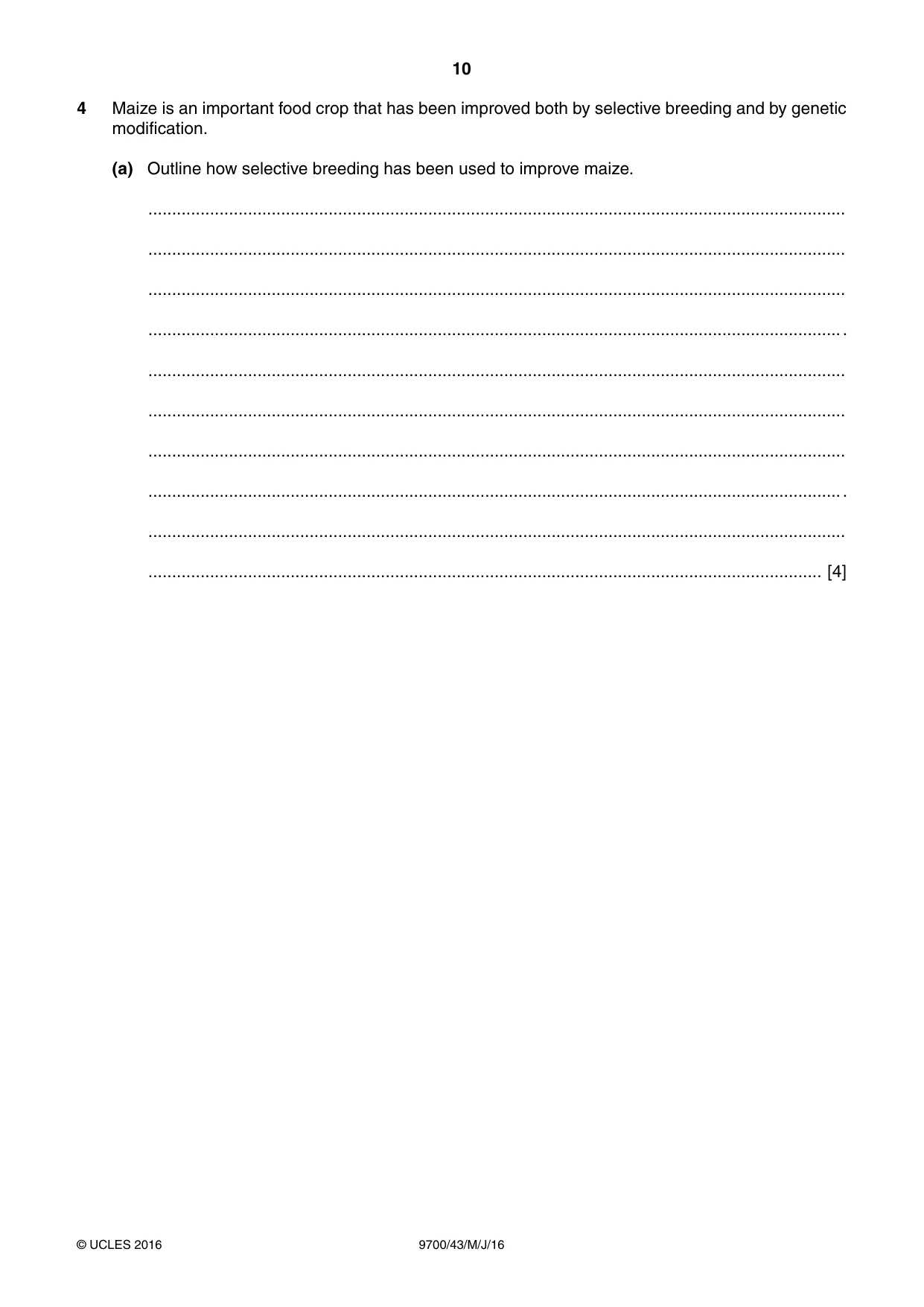 Cambridge A Level Biology 9700 2016 May/June Paper 4 · Variant 3 question paper, page 10 of 24