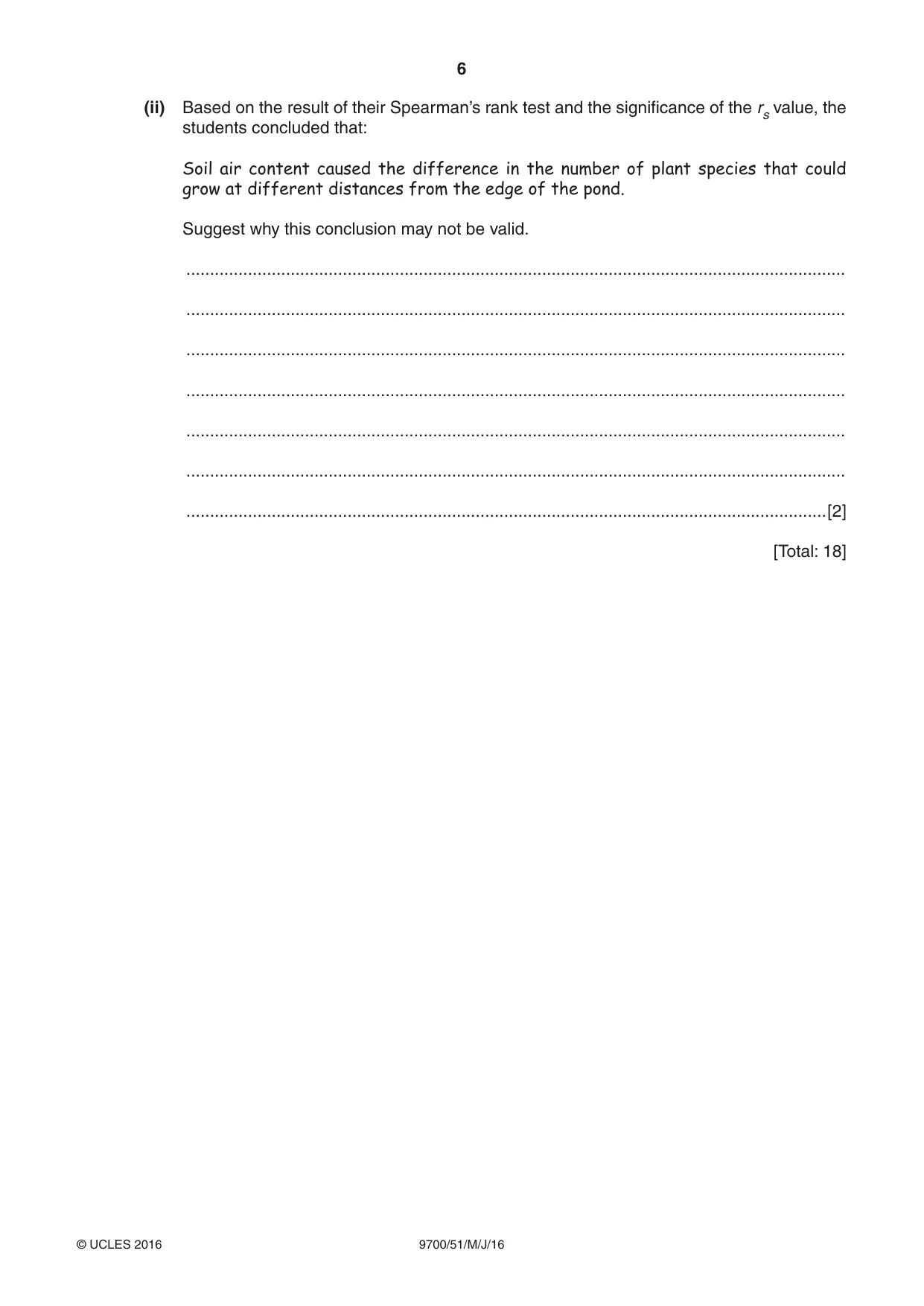 Cambridge A Level Biology 9700 2016 May/June Paper 5 · Variant 1 question paper, page 6 of 12