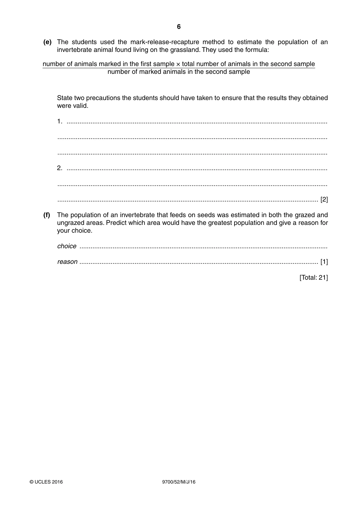 Cambridge A Level Biology 9700 2016 May/June Paper 5 · Variant 2 question paper, page 6 of 12