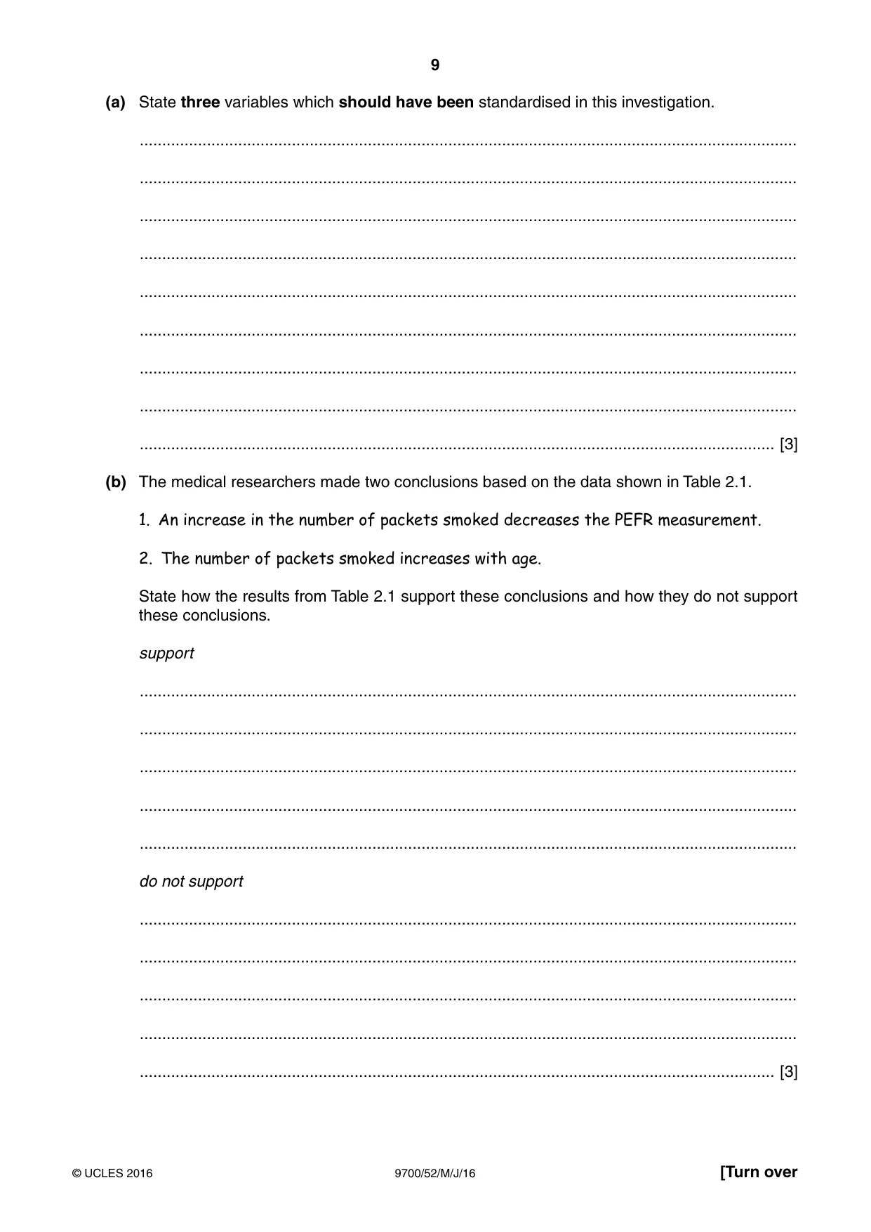 Cambridge A Level Biology 9700 2016 May/June Paper 5 · Variant 2 question paper, page 9 of 12
