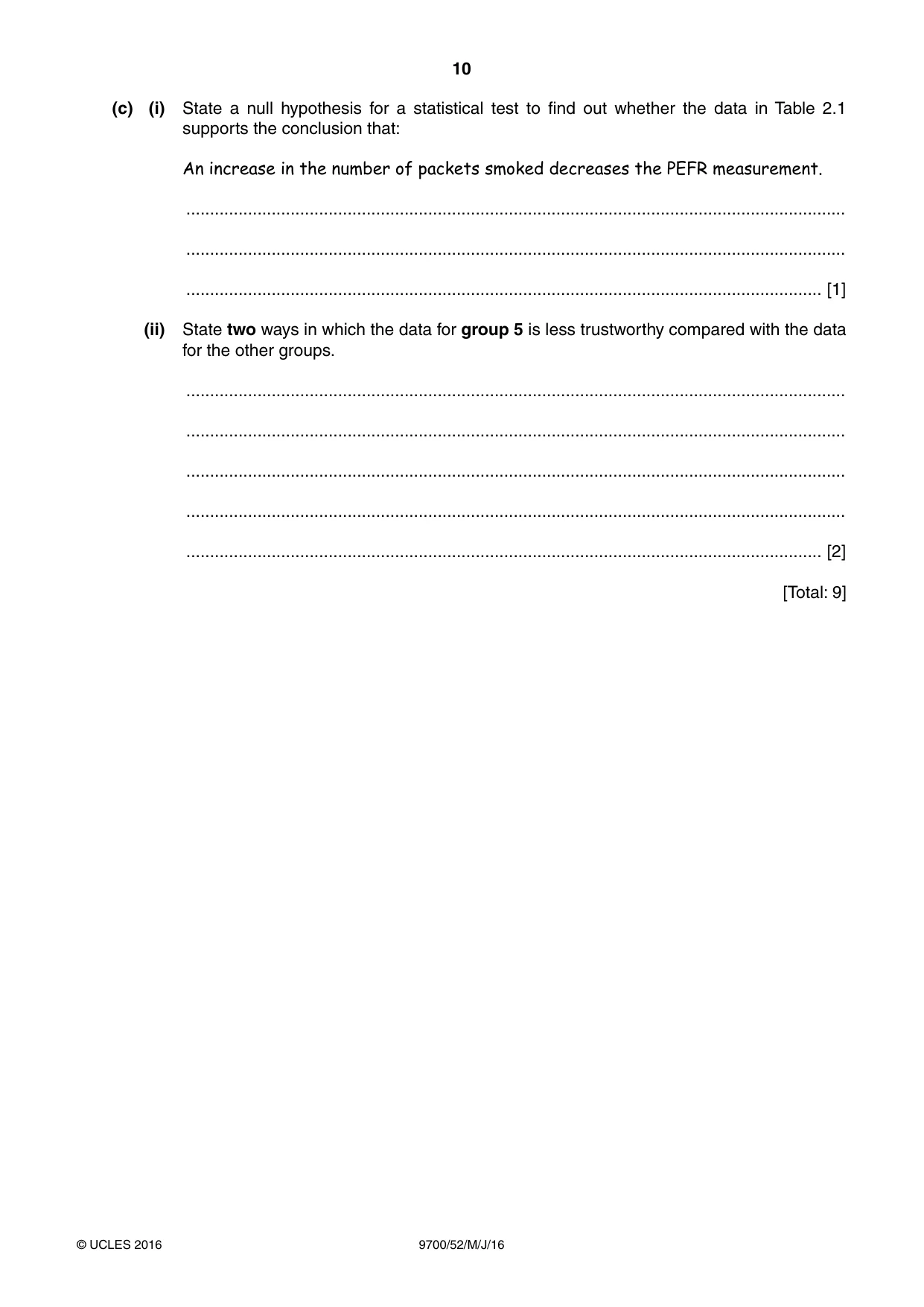 Cambridge A Level Biology 9700 2016 May/June Paper 5 · Variant 2 question paper, page 10 of 12