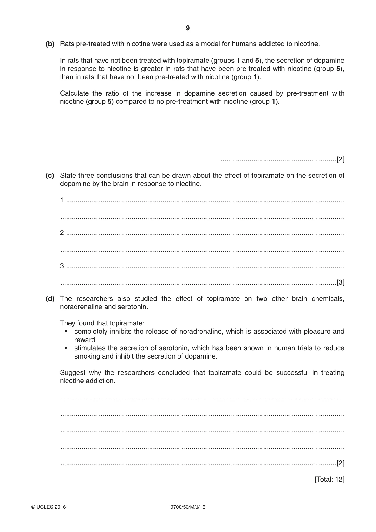 Cambridge A Level Biology 9700 2016 May/June Paper 5 · Variant 3 question paper, page 9 of 12