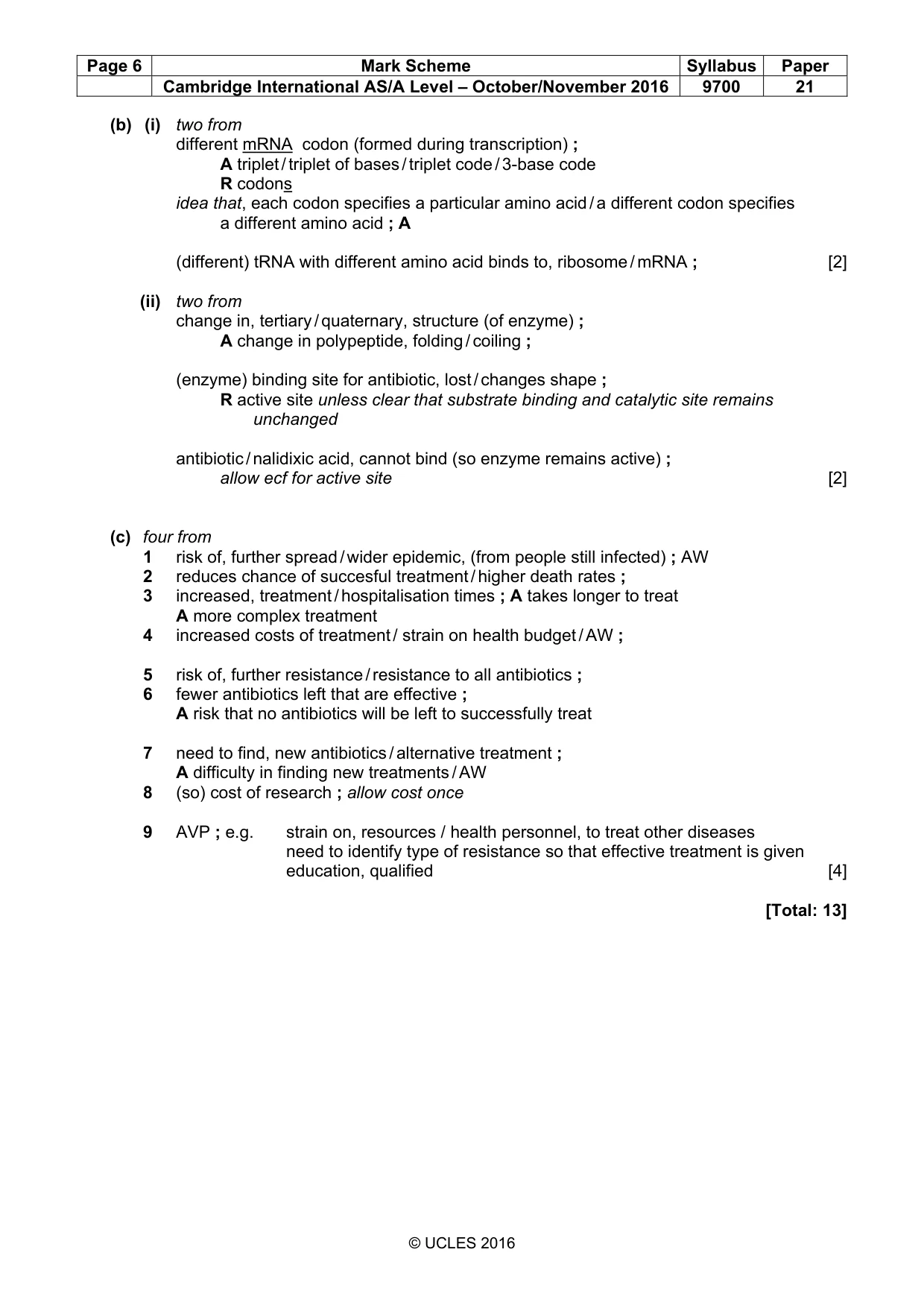 Mark scheme, page 6 of 8