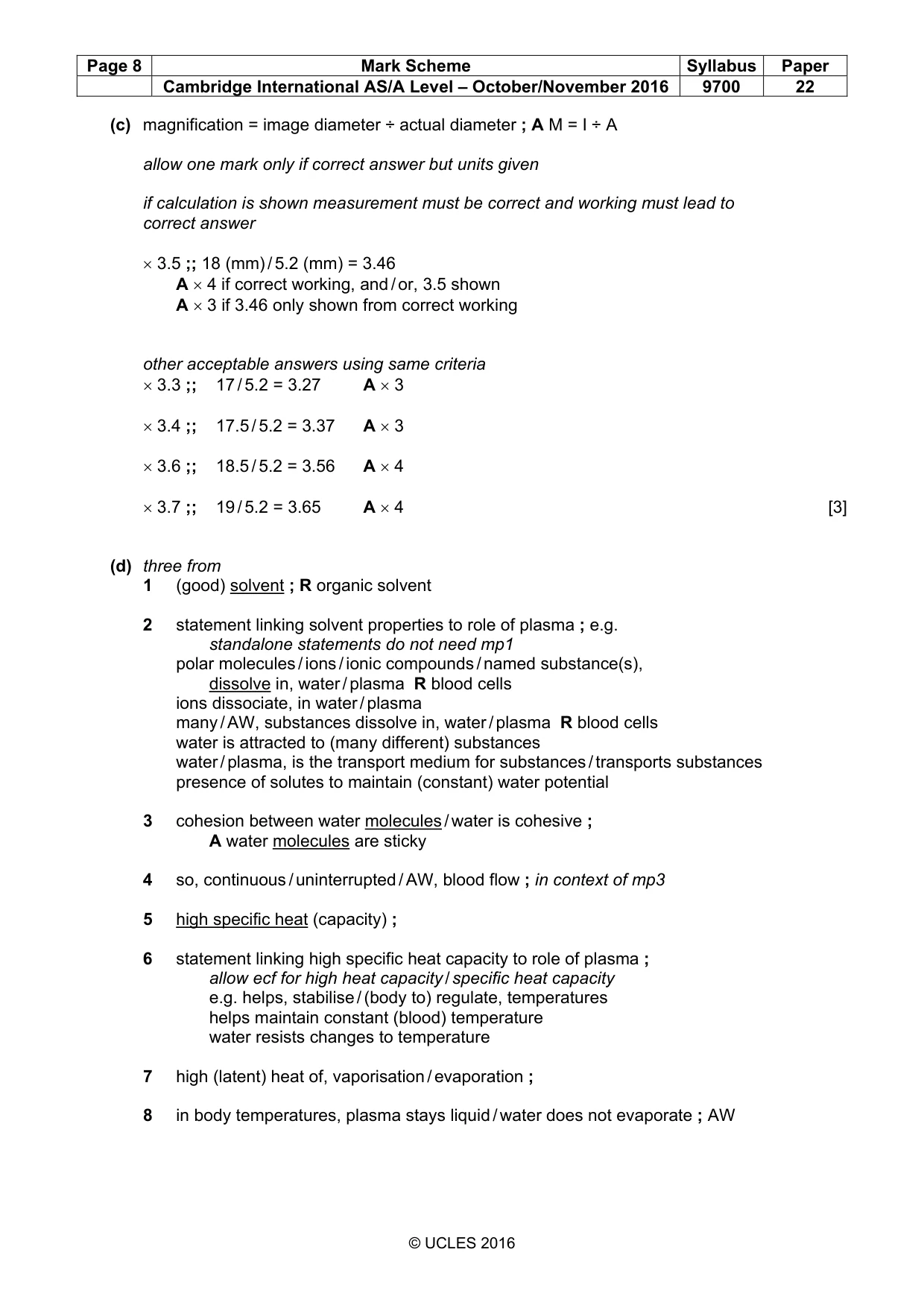 Mark scheme, page 8 of 11