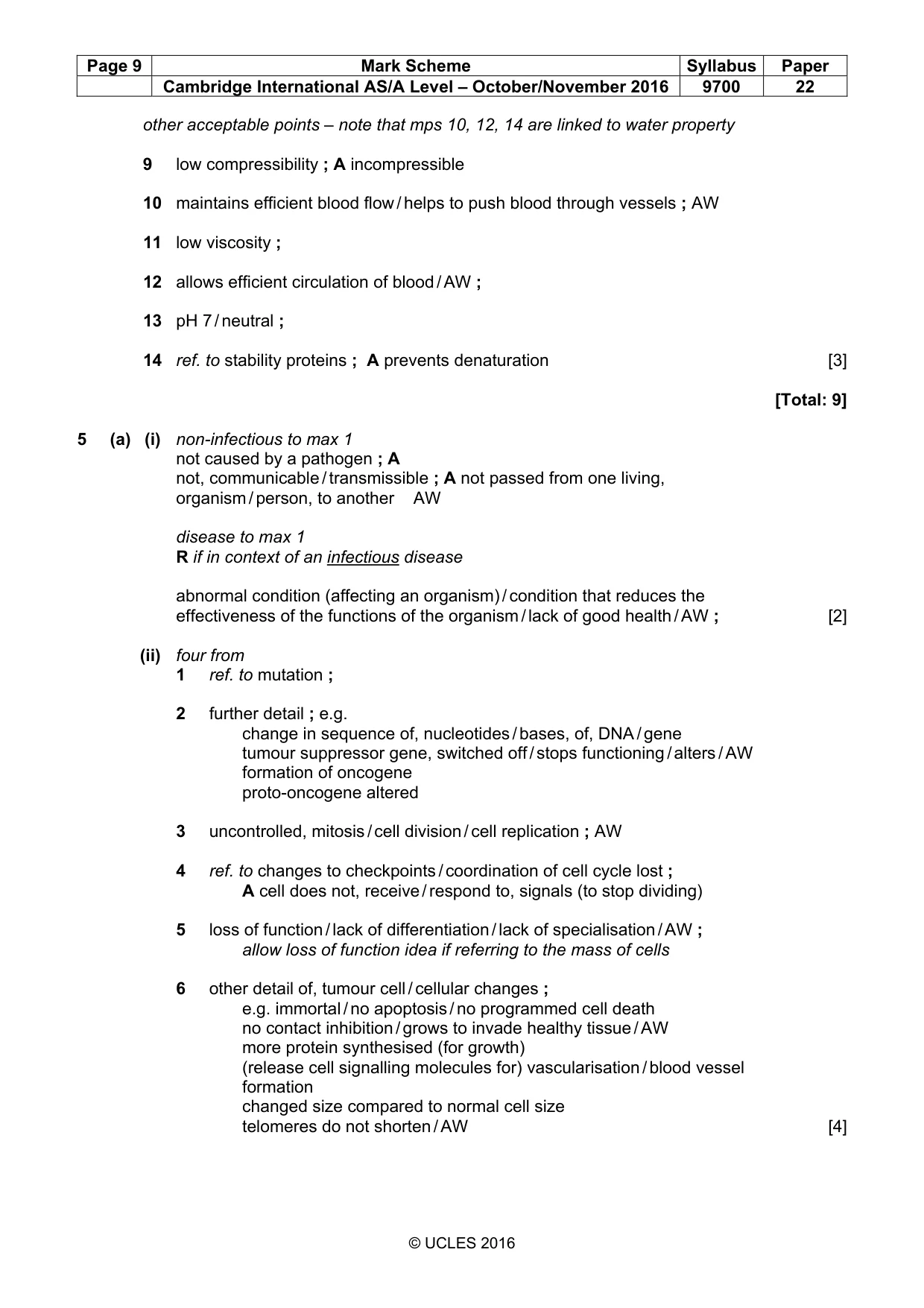 Mark scheme, page 9 of 11