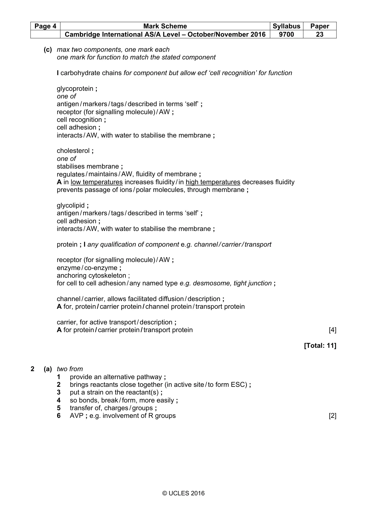 Mark scheme, page 4 of 9