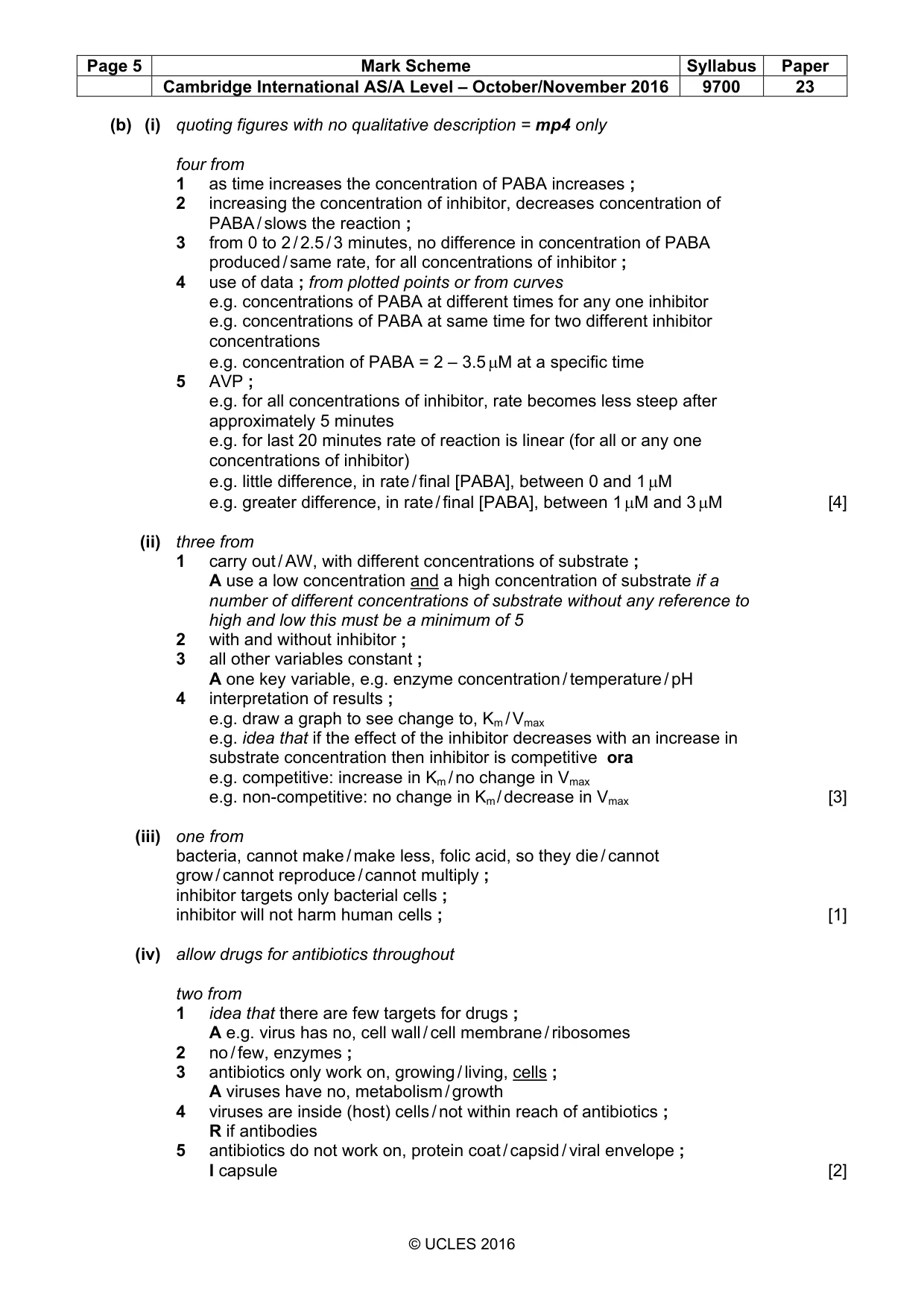 Mark scheme, page 5 of 9
