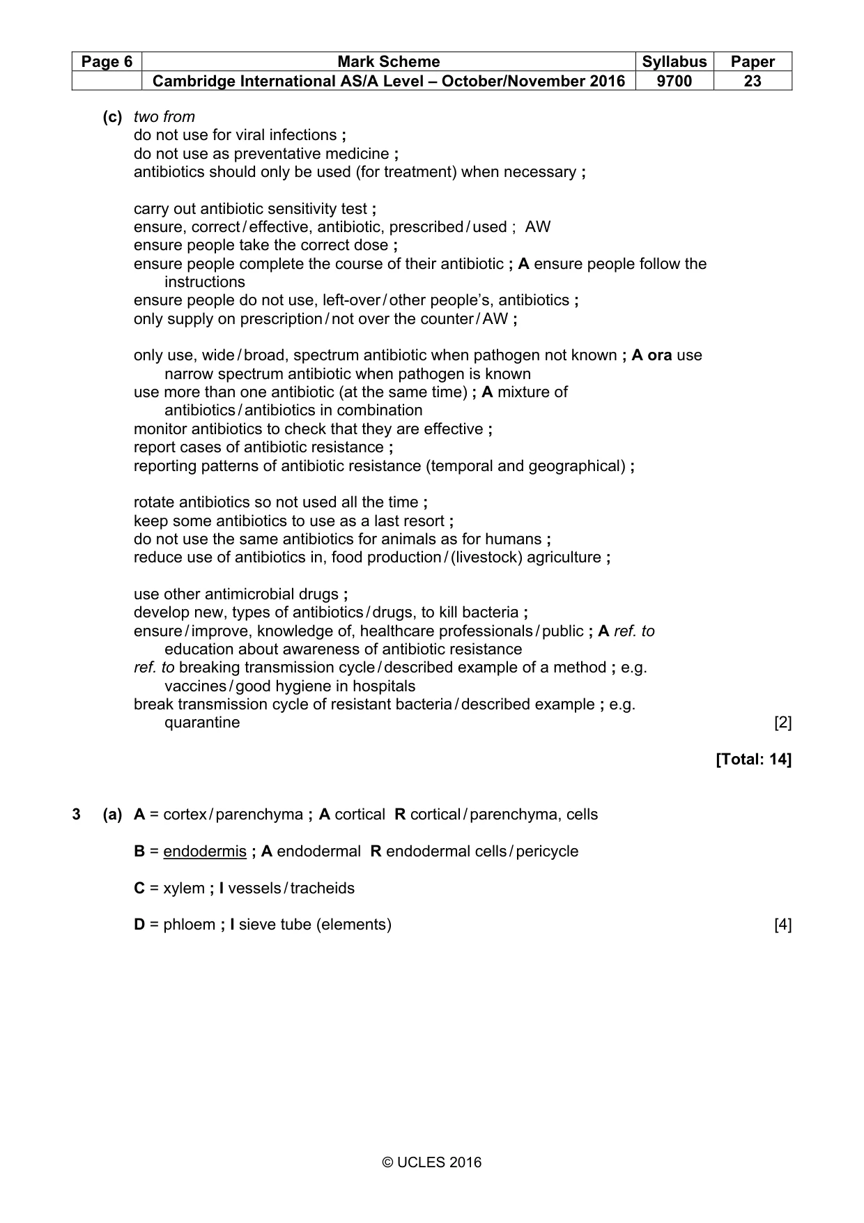 Mark scheme, page 6 of 9