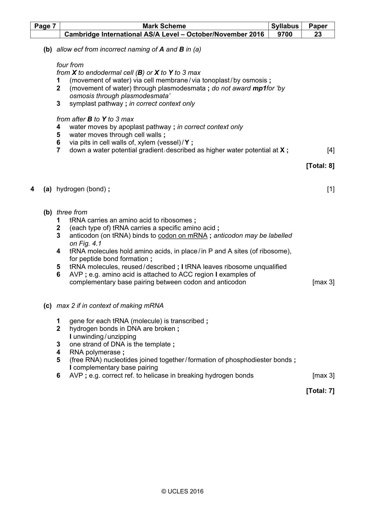 Mark scheme, page 7 of 9