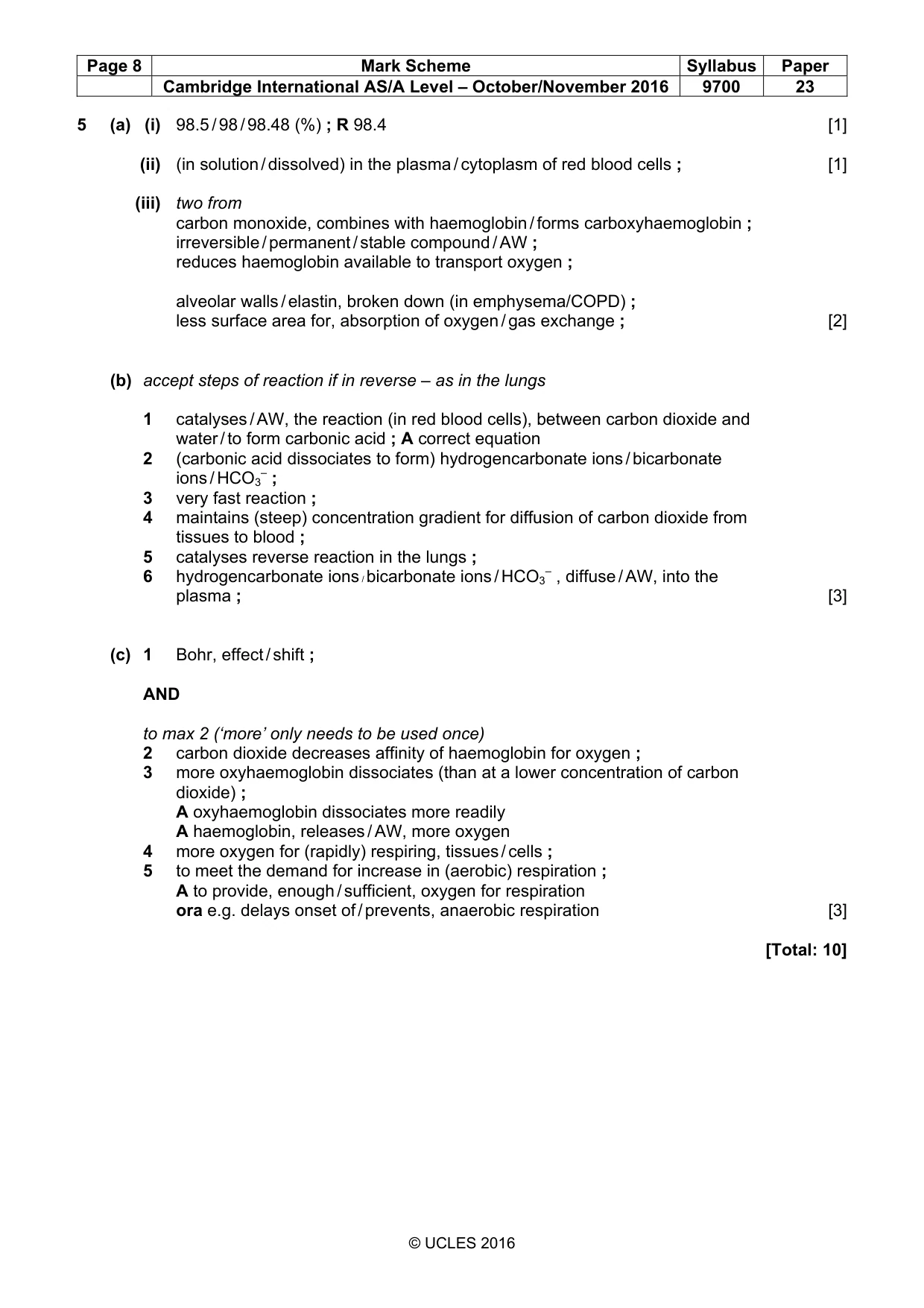 Mark scheme, page 8 of 9