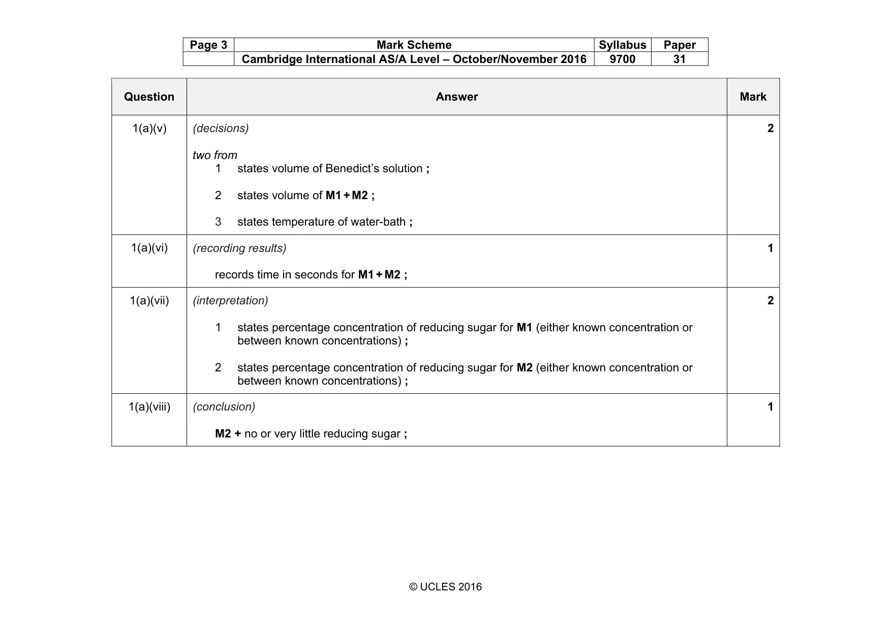 Mark scheme, page 3 of 6