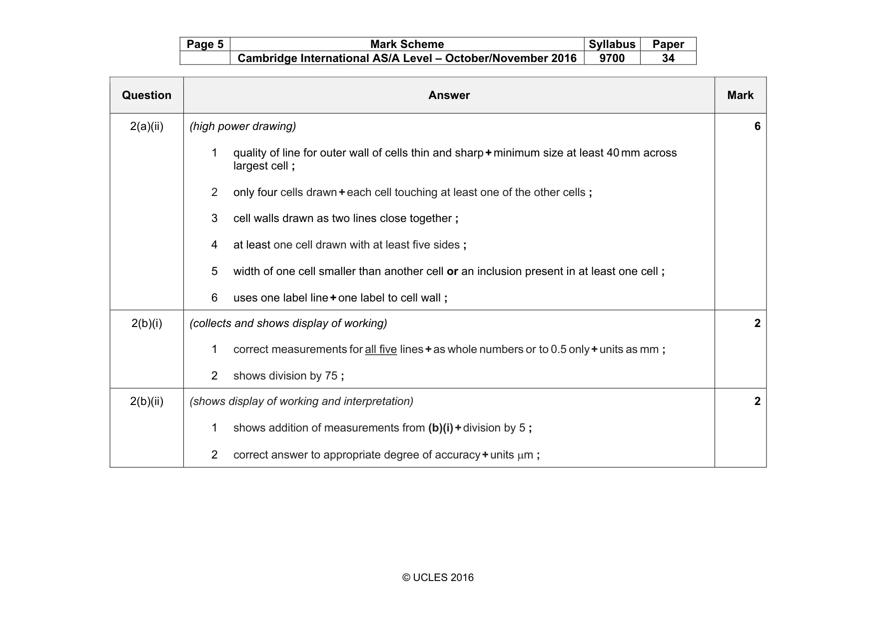 Mark scheme, page 5 of 6
