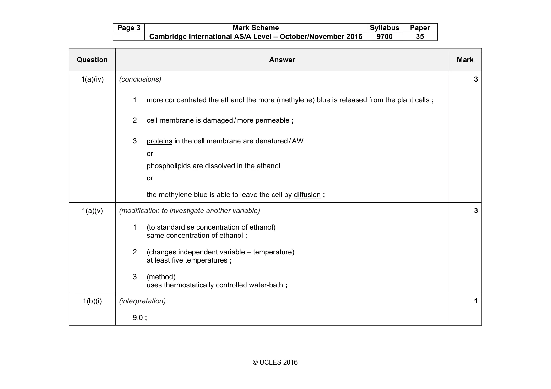 Mark scheme, page 3 of 6