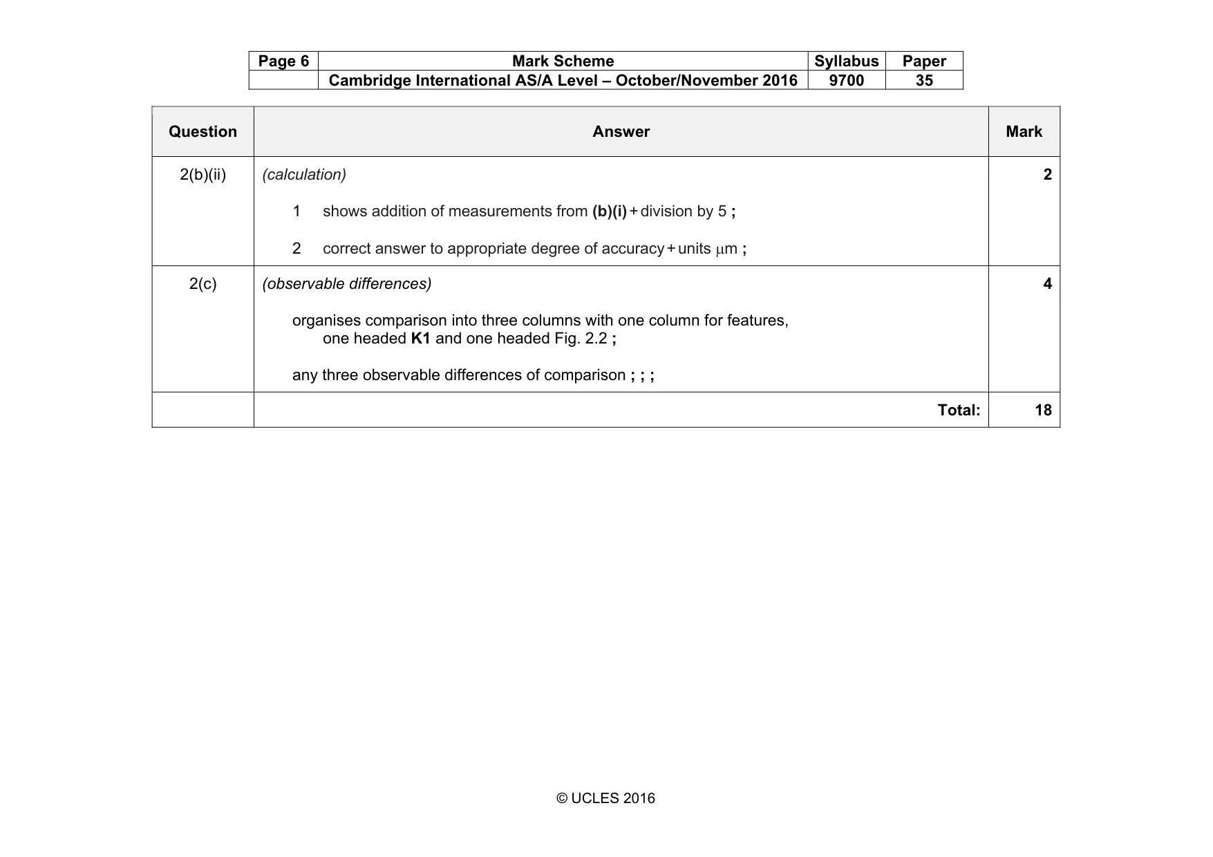Mark scheme, page 6 of 6
