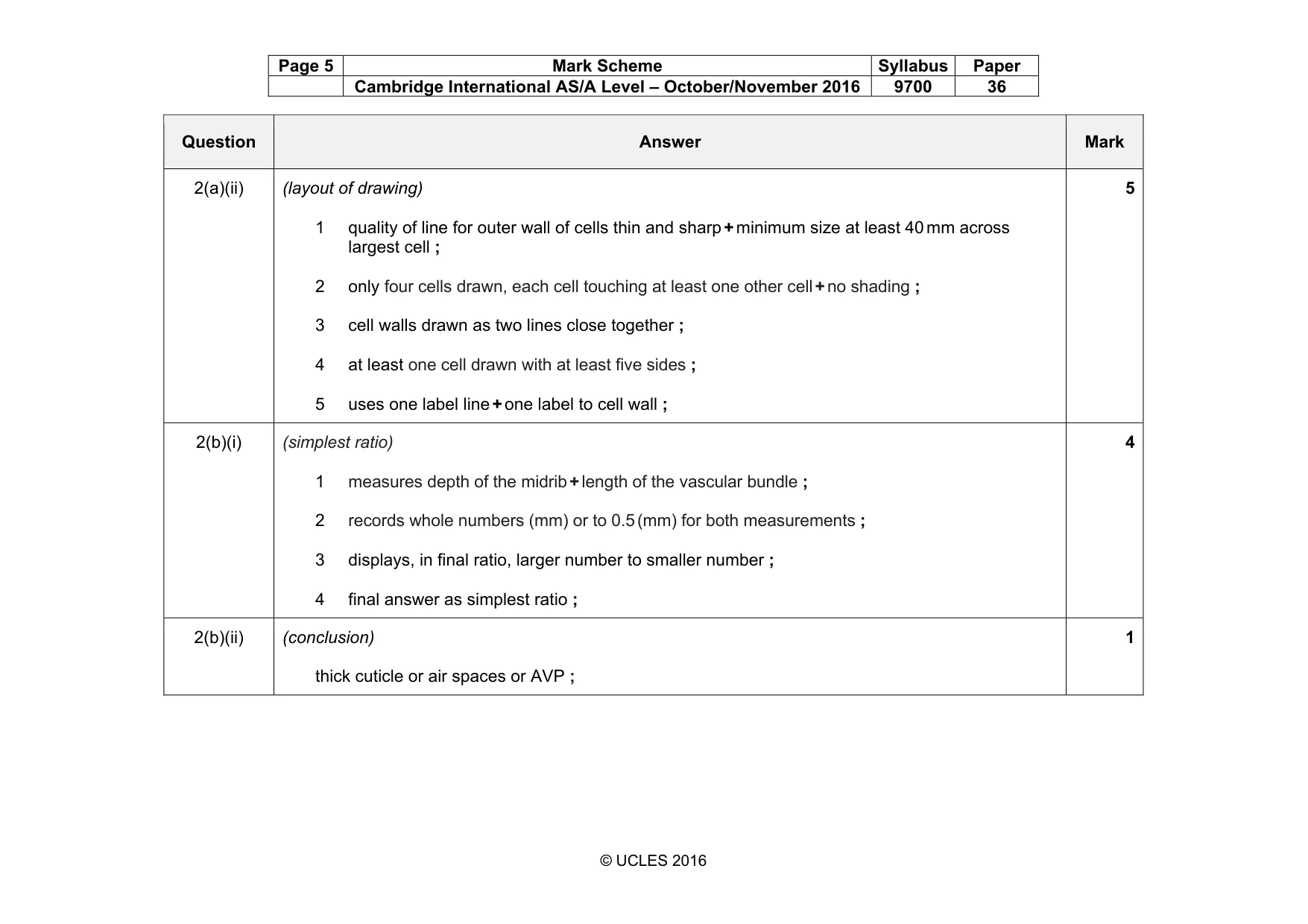 Mark scheme, page 5 of 6