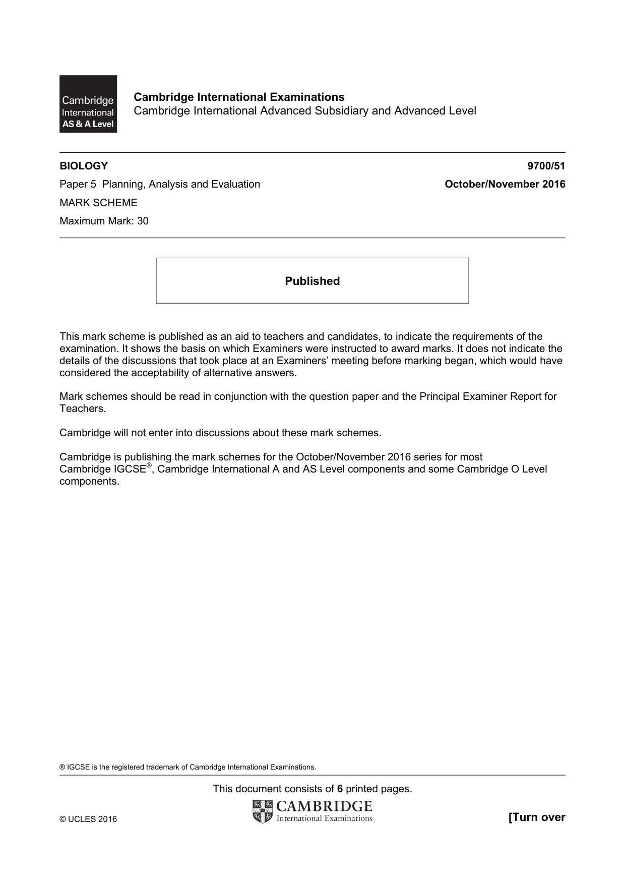 Mark scheme, page 1 of 6
