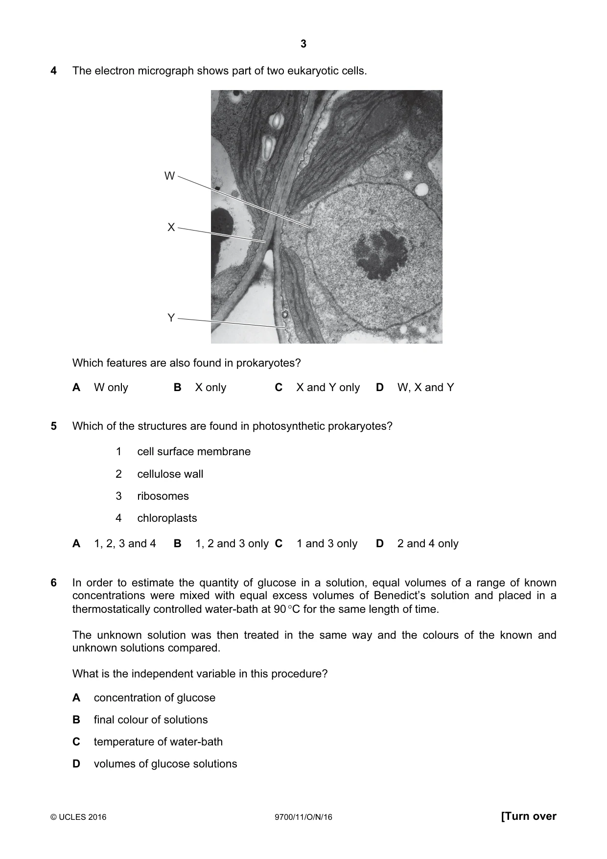 Cambridge A Level Biology 9700 2016 Oct/Nov Paper 1 · Variant 1 question paper, page 3 of 16
